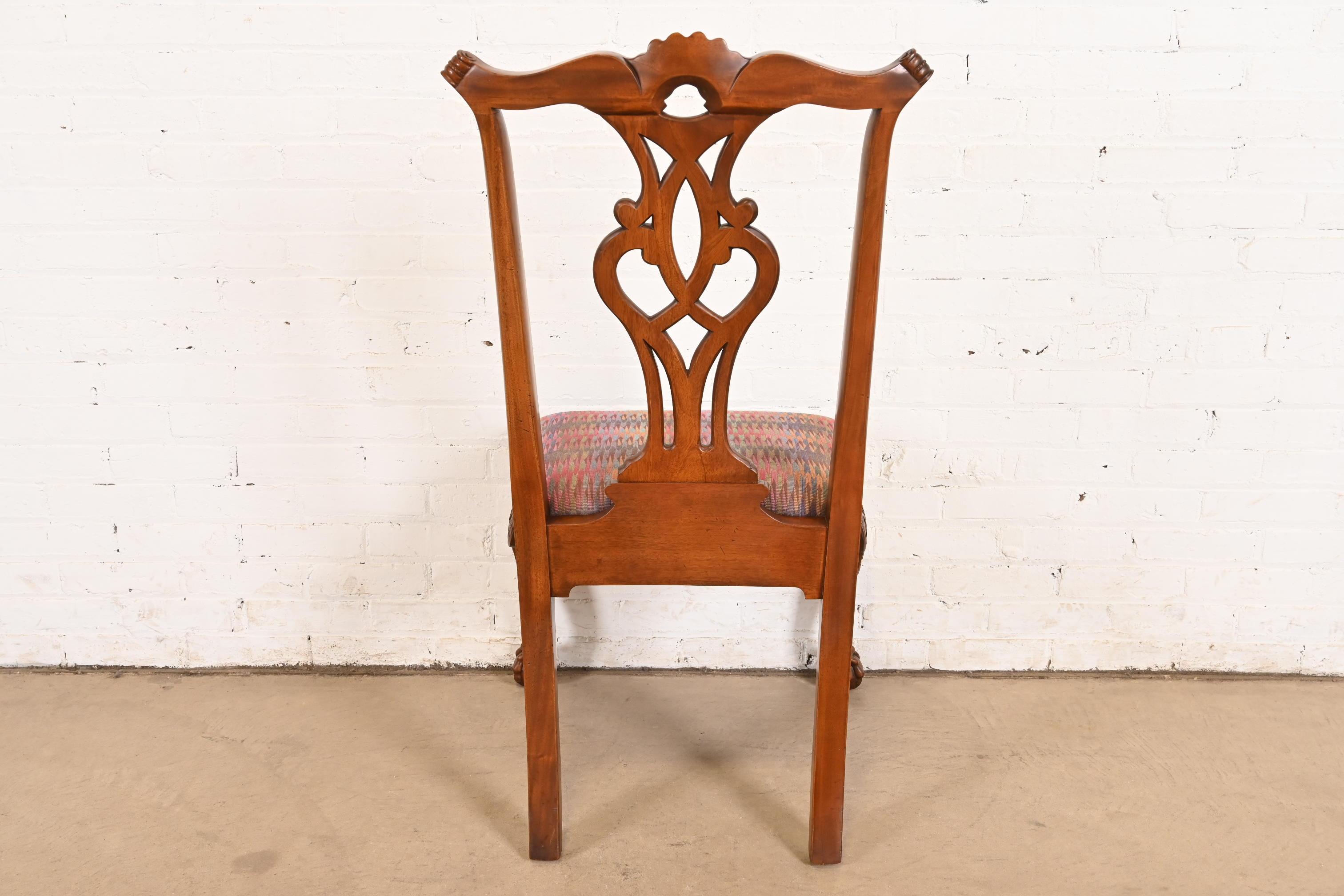 Henredon Chippendale Carved Mahogany Side Chairs or Dining Chairs, Pair For Sale 4
