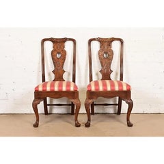 Henredon Chippendale Carved Mahogany Side Chairs or Dining Chairs, Pair