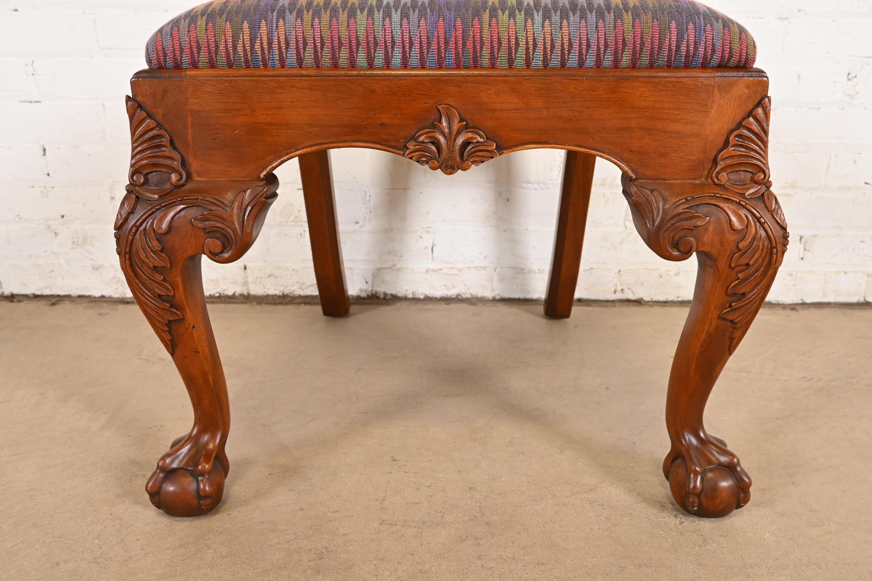 Henredon Chippendale Carved Mahogany Side Chairs or Dining Chairs, Pair For Sale 2