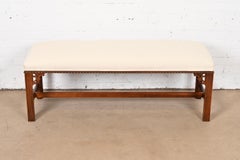 Henredon Banc Chippendale en acajou sculpté à capitons