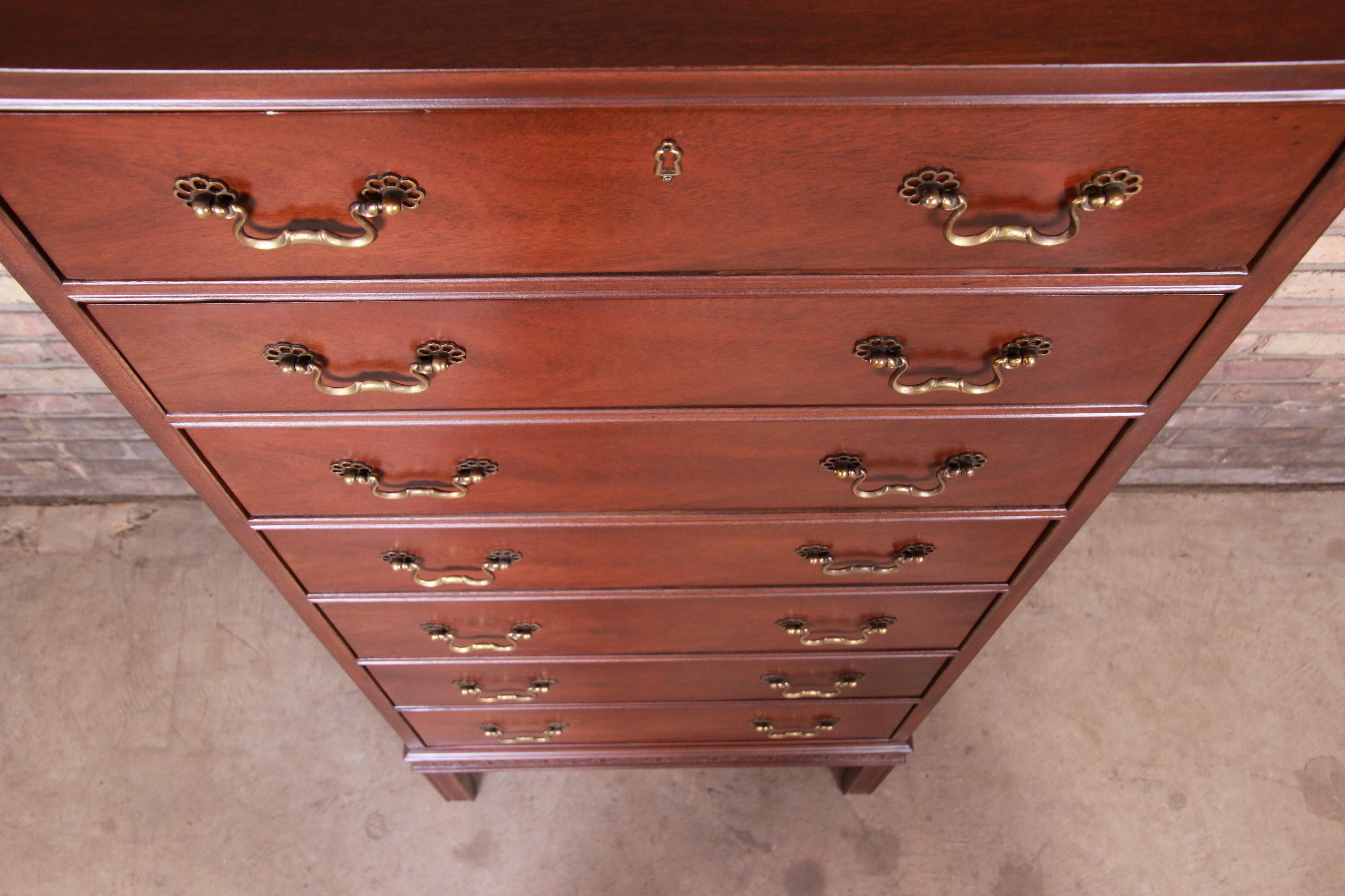 Henredon Chippendale Mahogany Lingerie Chest or Semainier, Newly Refinished 8