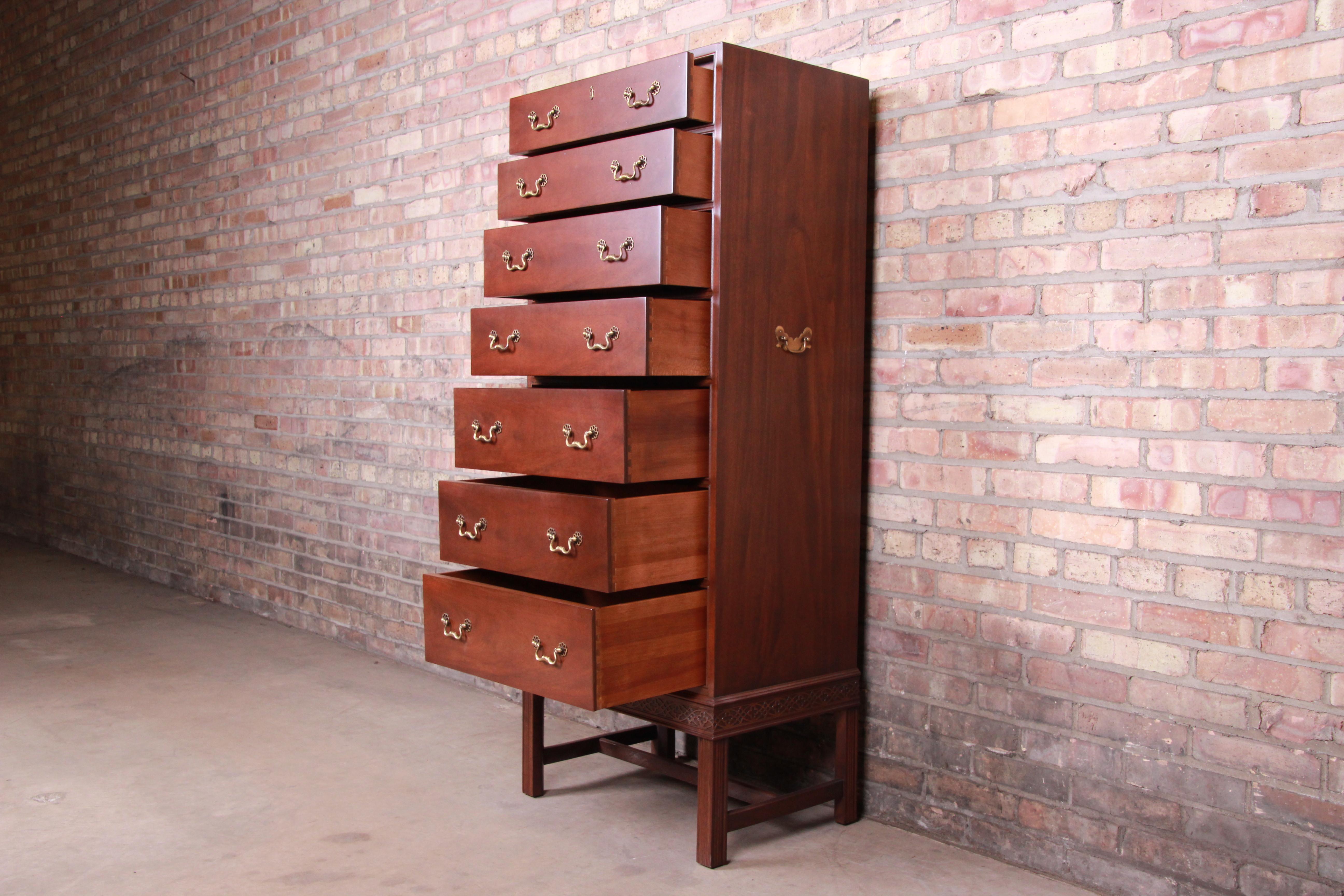 Henredon Chippendale Mahogany Lingerie Chest or Semainier, Newly Refinished 1