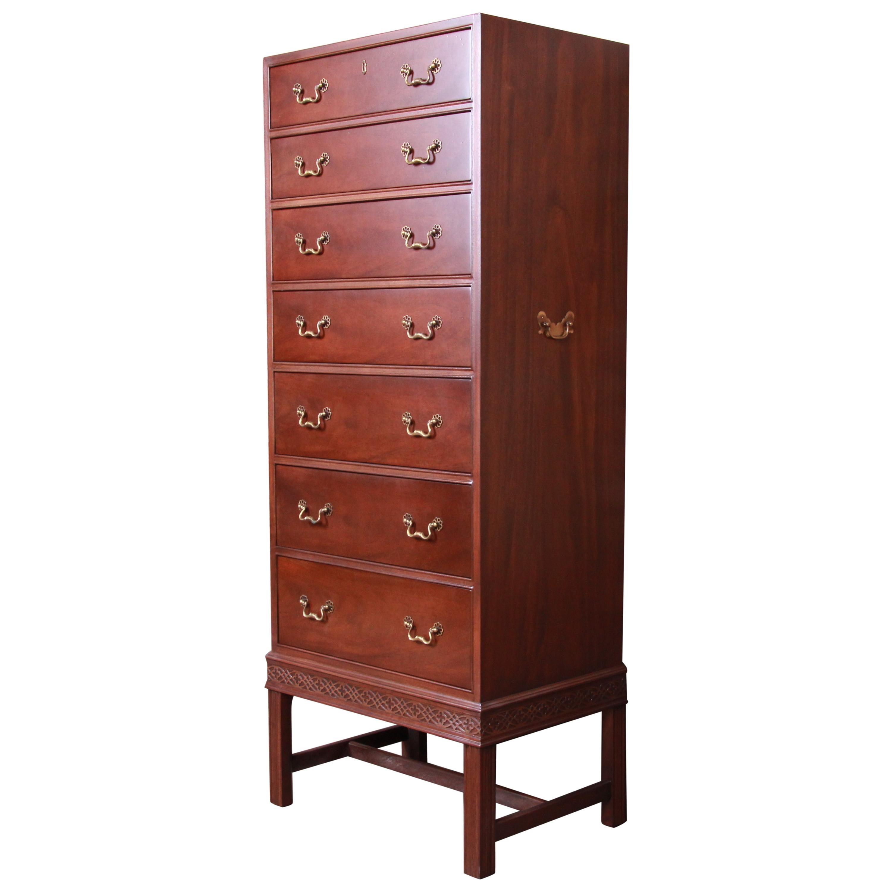 Henredon Chippendale Mahogany Lingerie Chest or Semainier, Newly Refinished