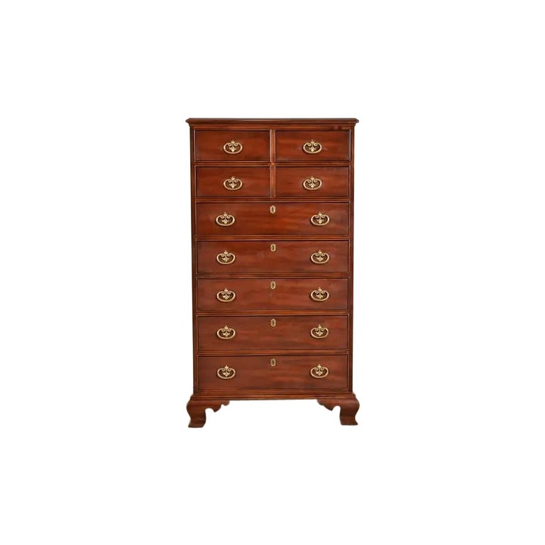 Henredon Chippendale Massiv Mahagoni Neun-Schublade Highboy Kommode