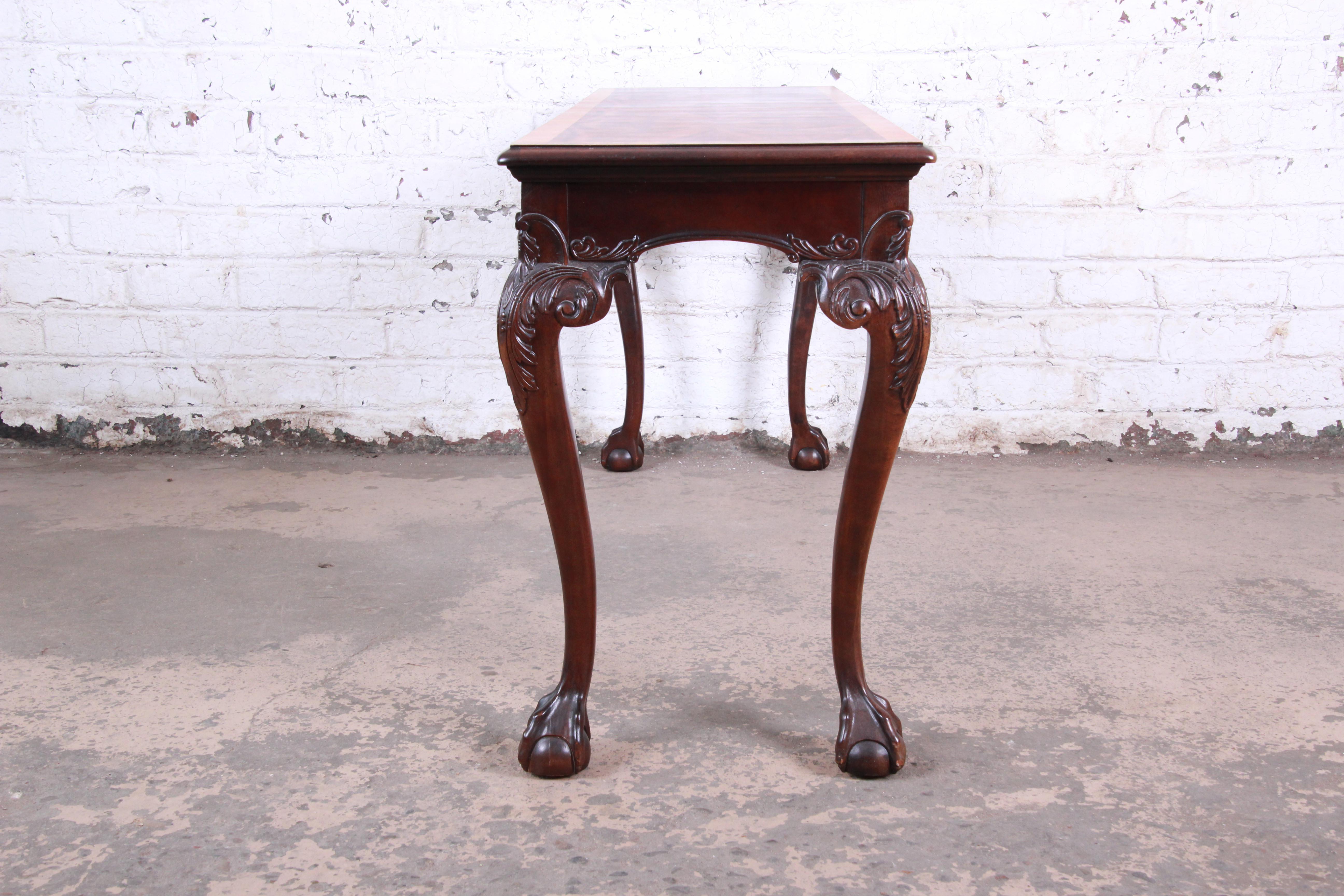 American Henredon Chippendale Style Carved Mahogany Console or Sofa Table