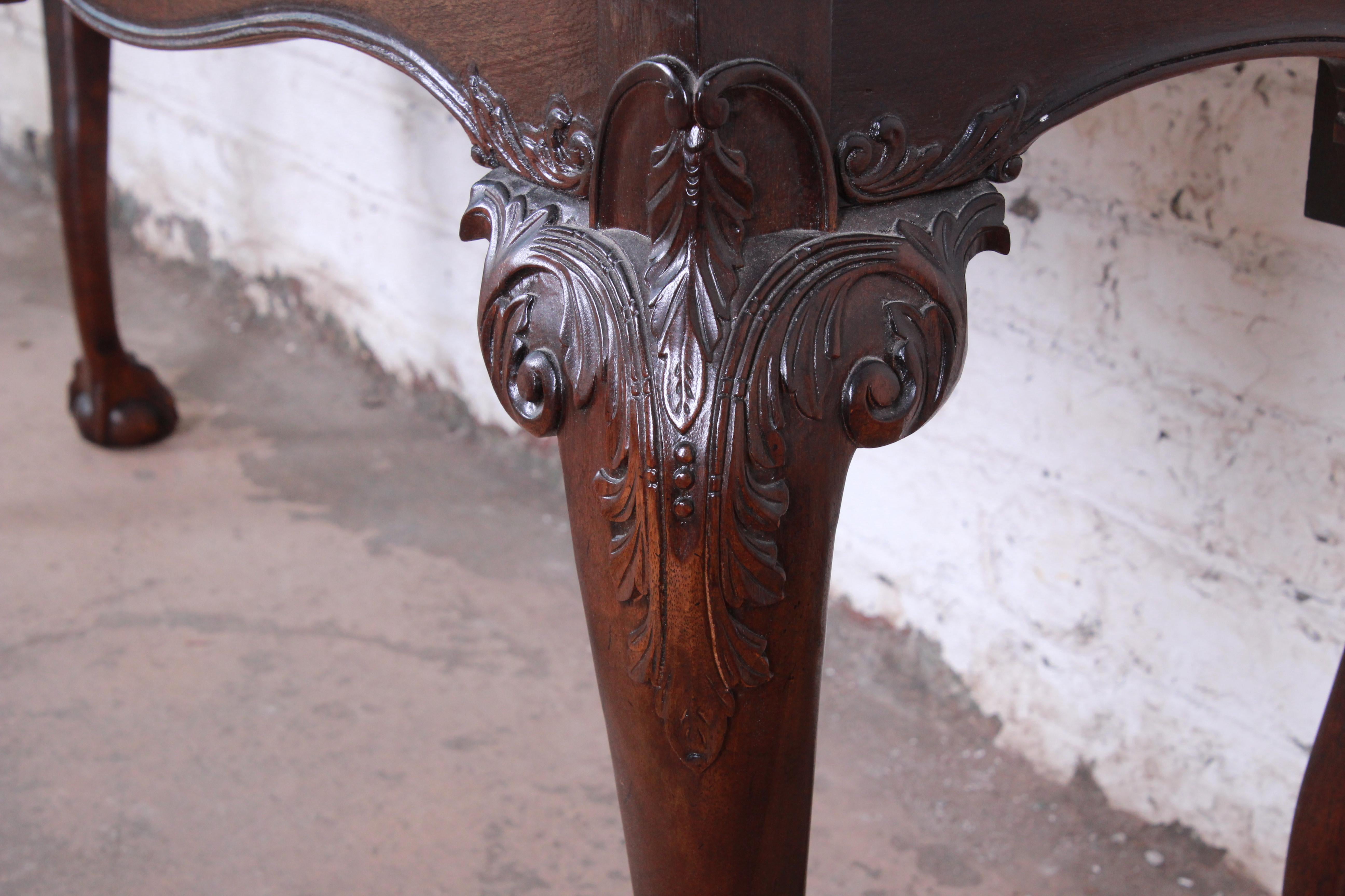 Late 20th Century Henredon Chippendale Style Carved Mahogany Console or Sofa Table
