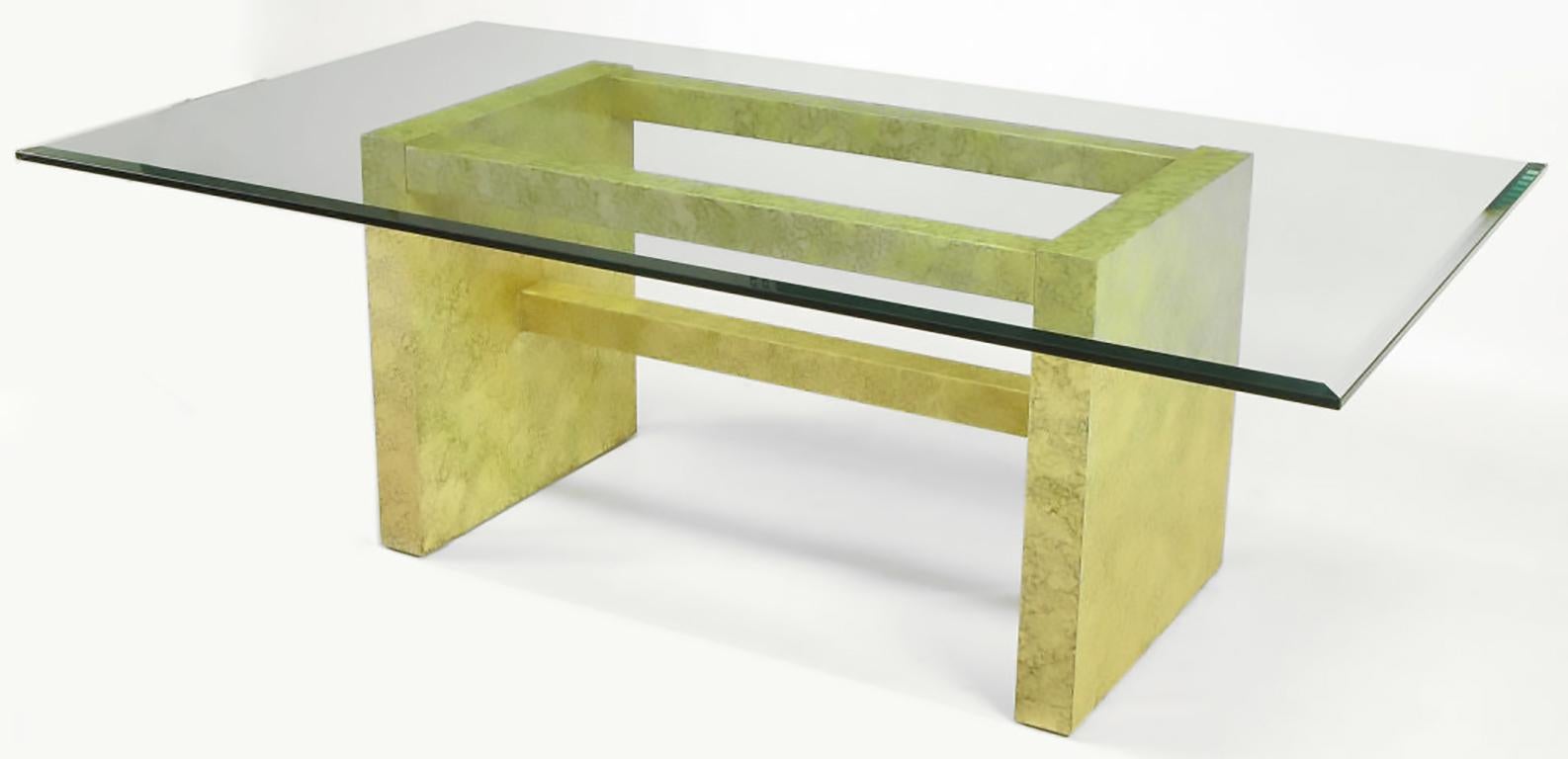 Henredon circa 1975 Glass and Marbleized Base Dining Table In Good Condition For Sale In Chicago, IL