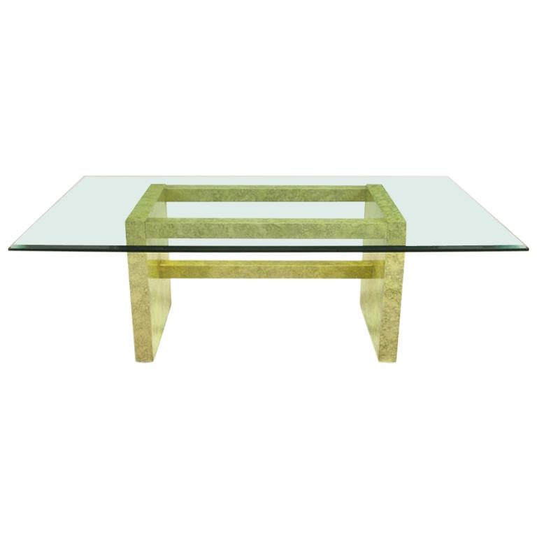 Henredon circa 1975 Glass and Marbleized Base Dining Table For Sale