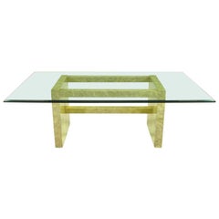 Vintage Henredon circa 1975 Glass and Marbleized Base Dining Table