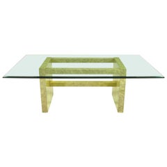 Retro Henredon circa 1975 Glass and Marbleized Base Dining Table