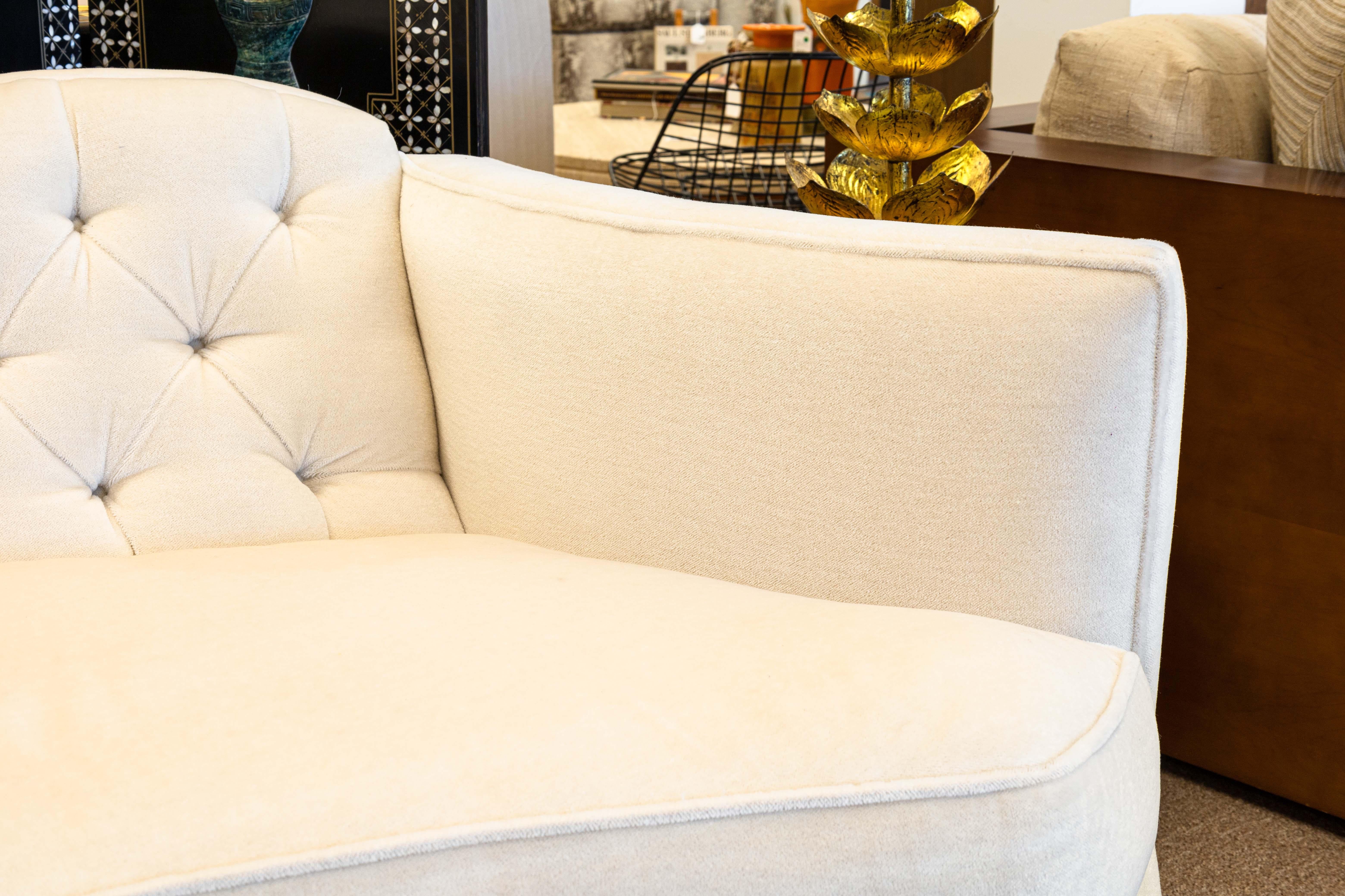Henredon Contemporary Modern Off White Cream Mohair Velvet Tufted Sofa Couch 1