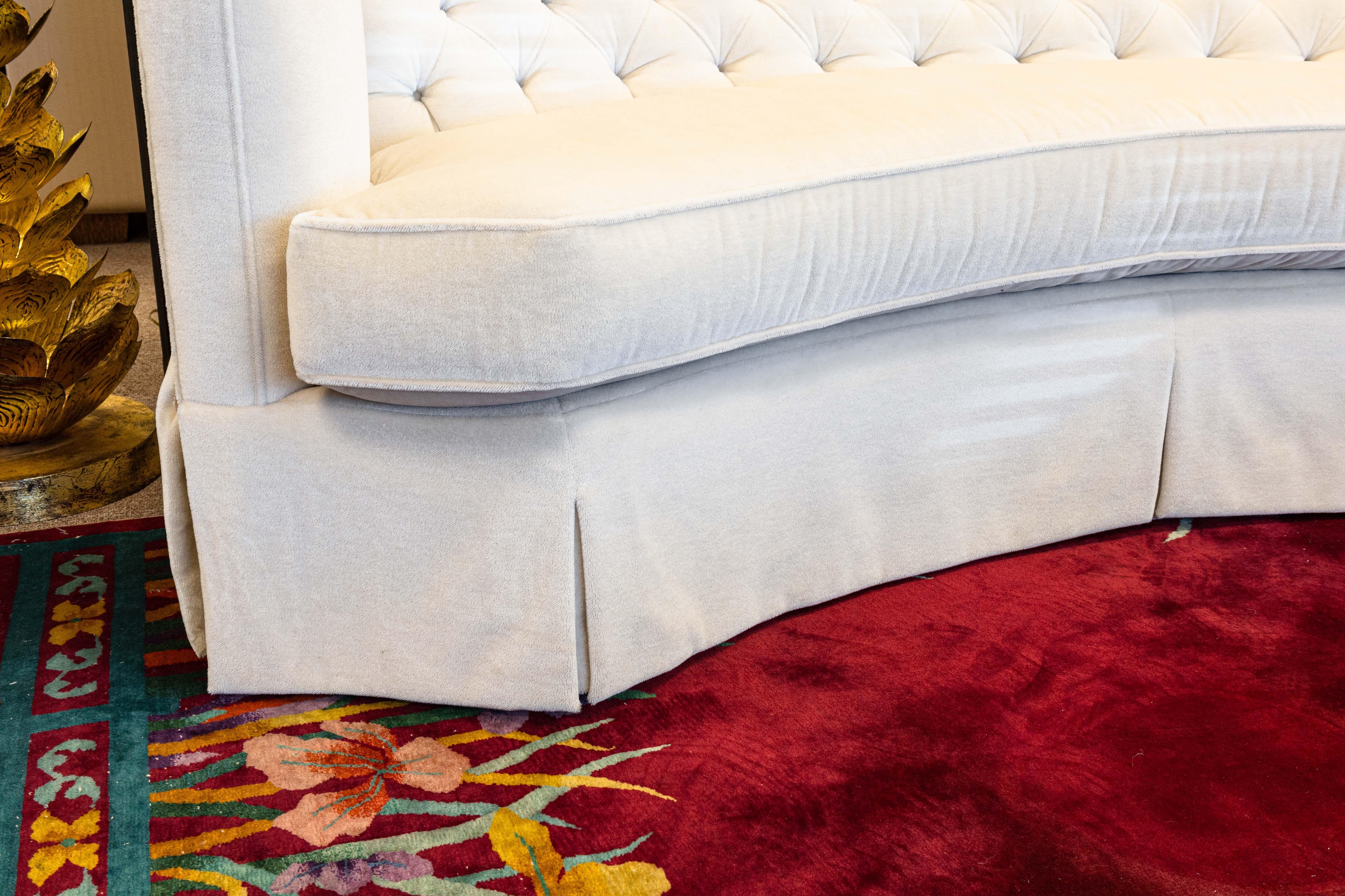 Henredon Contemporary Modern Off White Cream Mohair Velvet Tufted Sofa Couch 2