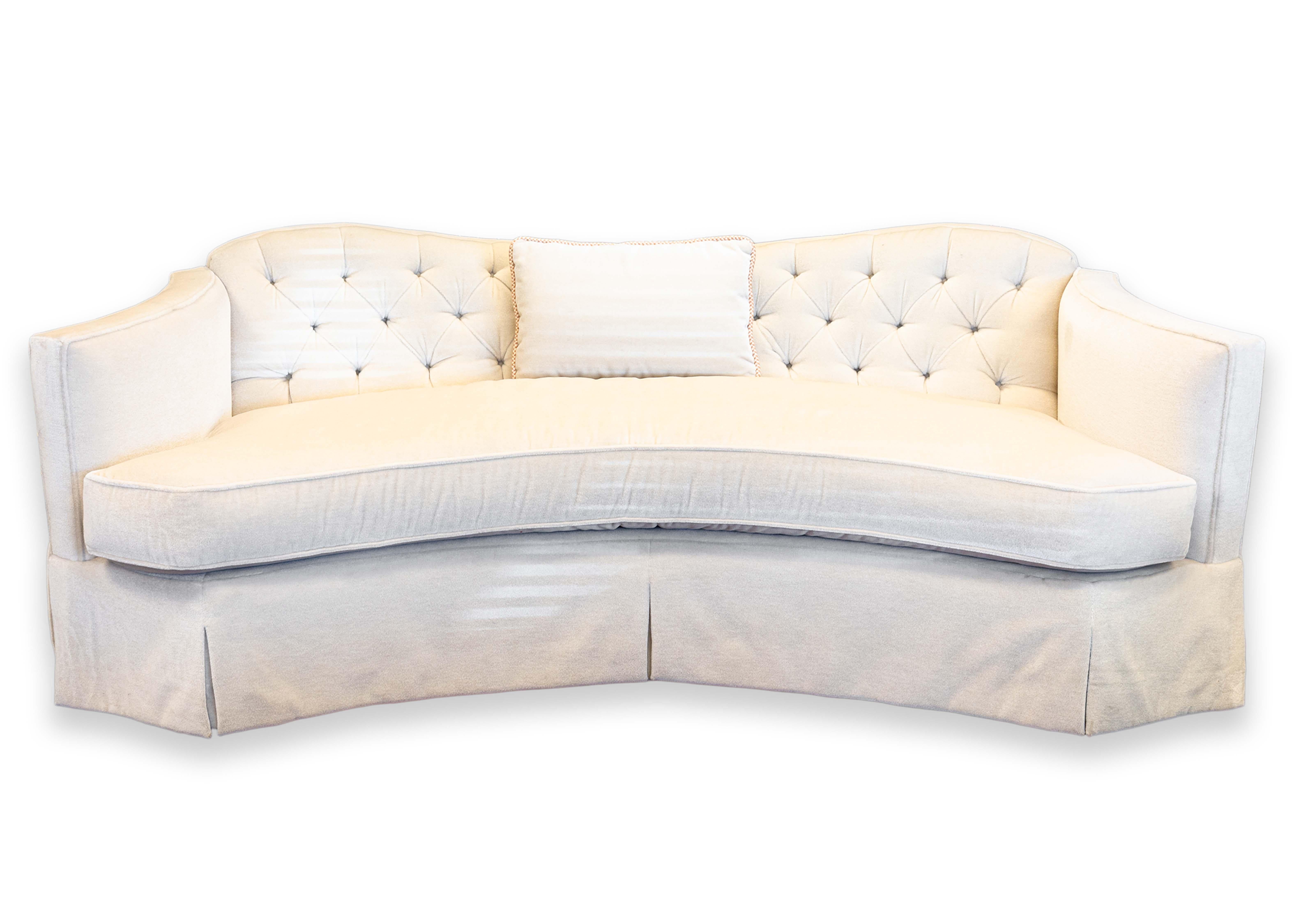 Henredon Contemporary Modern Off White Cream Mohair Velvet Tufted Sofa Couch 4