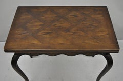 Henredon Country French Oak Parquetry Extension Flip Top Game Table Console Desk