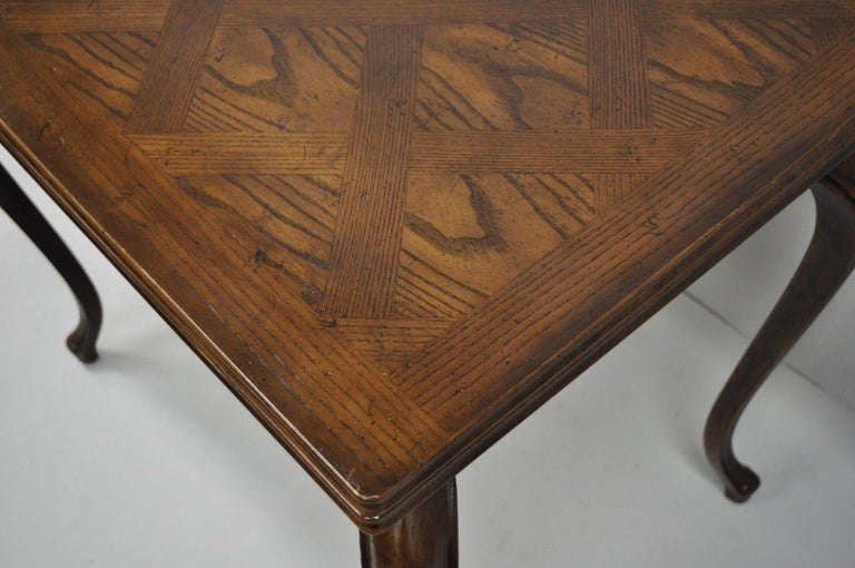 Henredon Country French Oak Parquetry Extension Flip Top Game Table