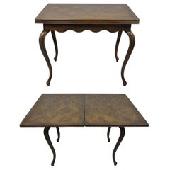 Henredon Country French Oak Parquetry Extension Flip Top Game Table Console Desk