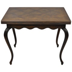Henredon Country French Oak Parquetry Extension Flip Top Game Table Console Desk