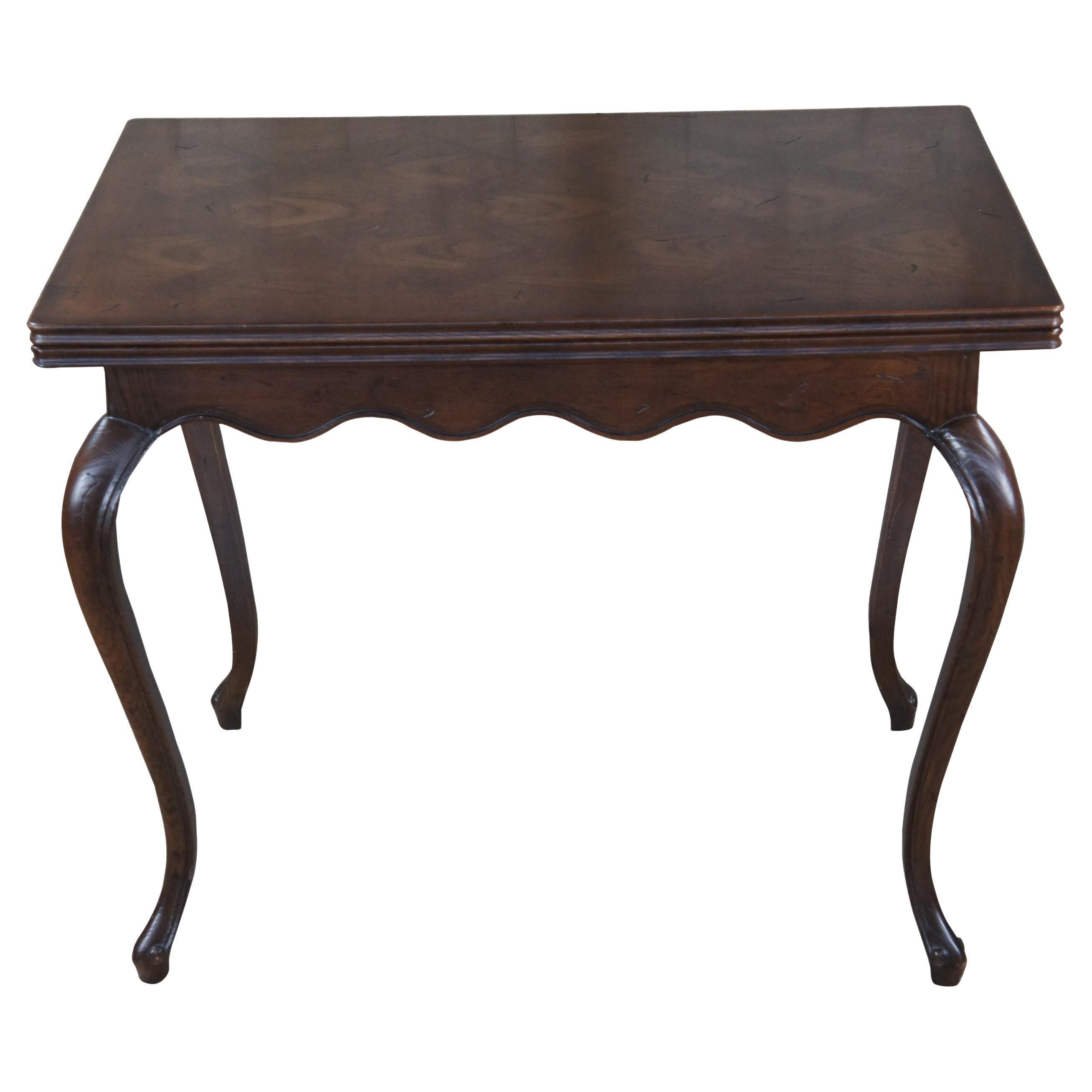 Henredon Country French Oak Parquetry Extension Flip Top Game Table Console Desk