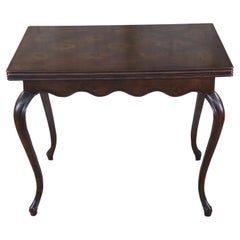Vintage Henredon Country French Oak Parquetry Extension Flip Top Game Table Console Desk