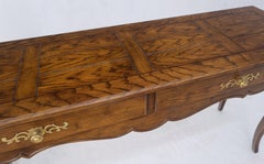 Henredon Country French Solid Oak 2 Drawer Cabriole Legs Console Sofa Table