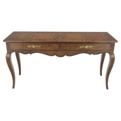 Used Henredon Country French Solid Oak 2 Drawer Cabriole Legs Console Sofa Table  