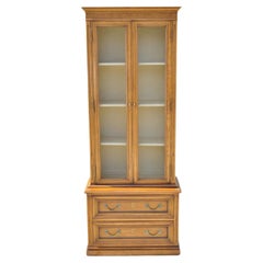 Vintage Henredon Custom Folio One Walnut Provincial Tall Narrow Display Cabinet Curio