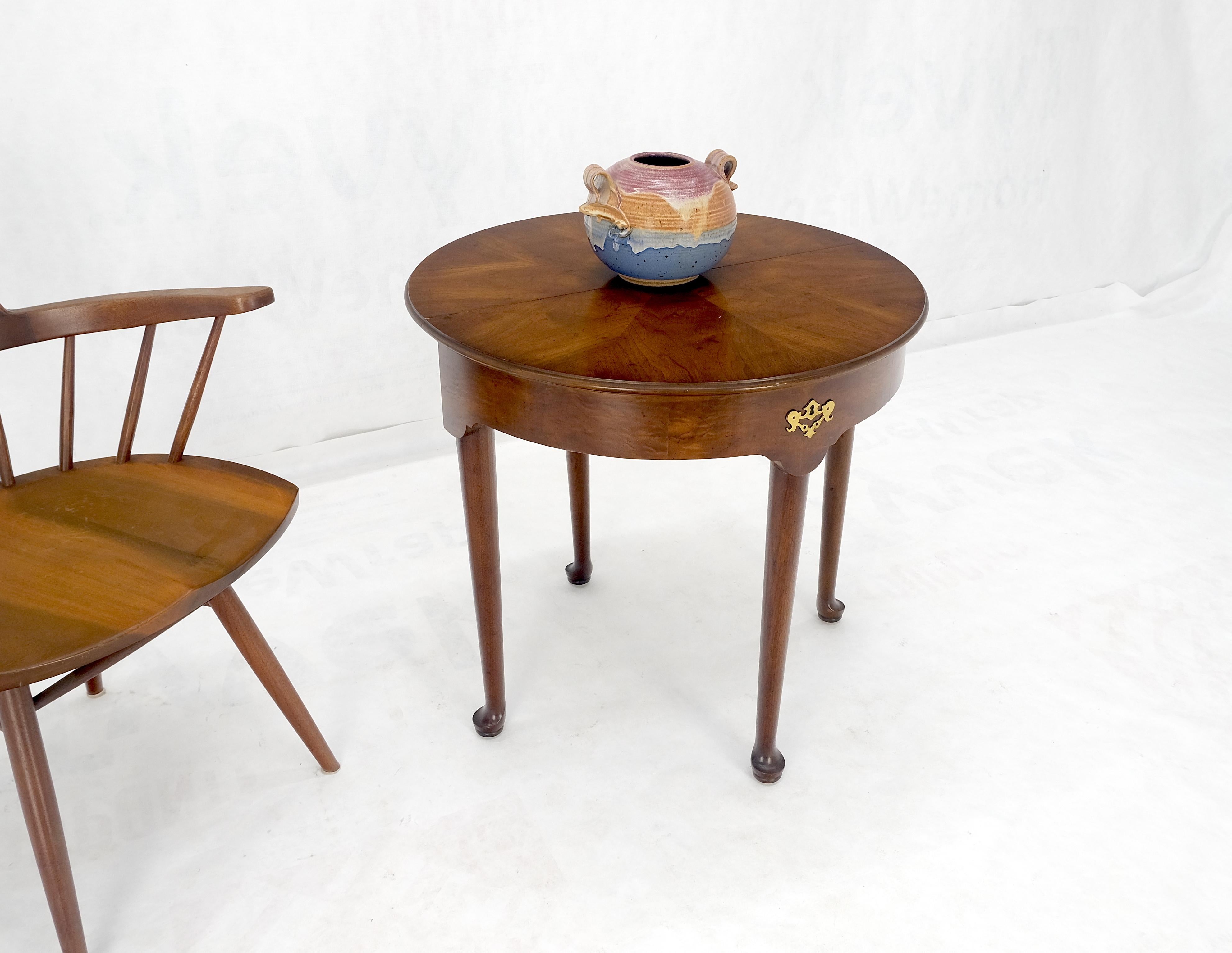 American Henredon Demilune Flip Top Burl Walnut Top Console Sofa Occasional Table MINT For Sale
