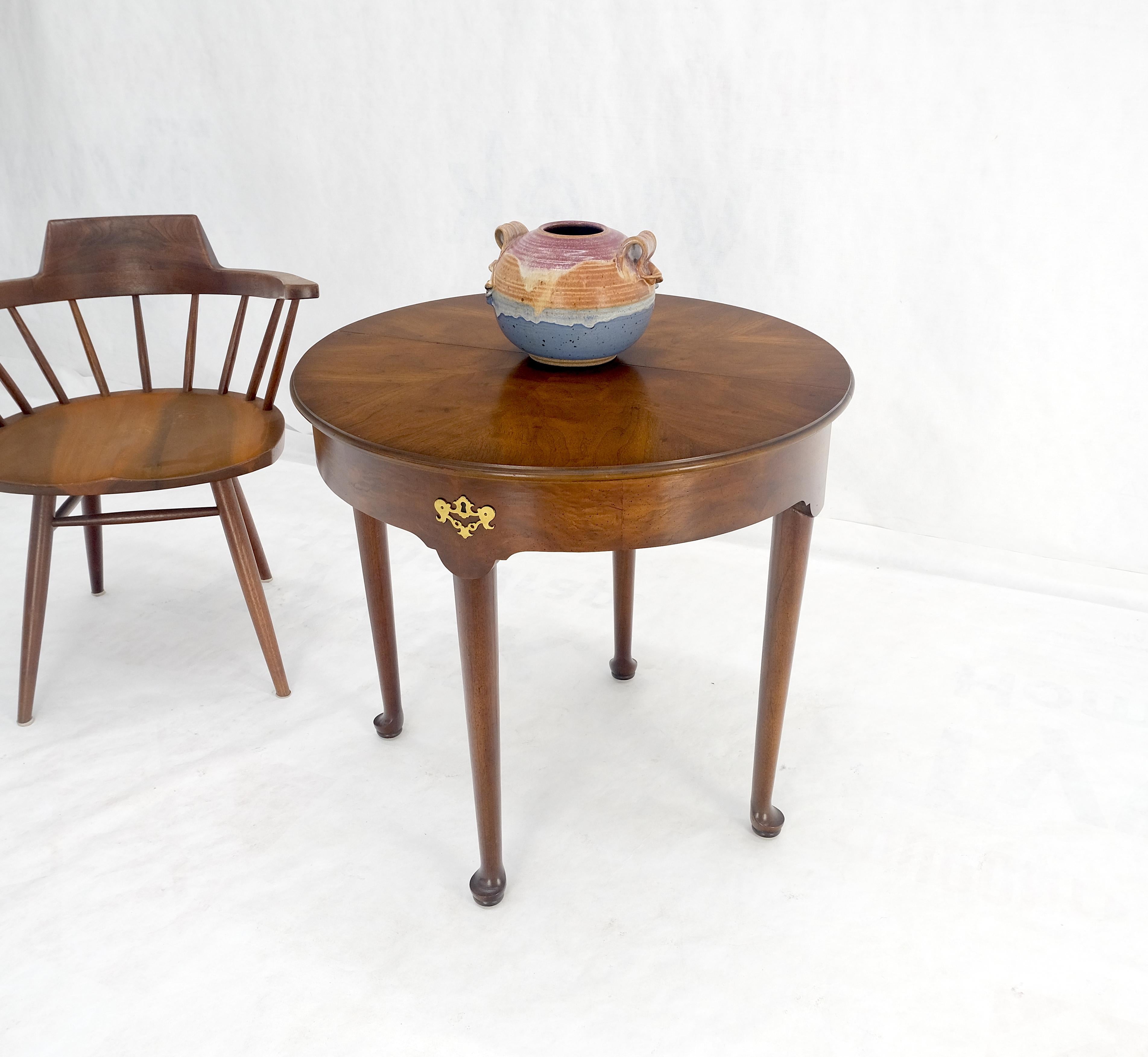 Henredon Demilune Flip Top Burl Walnut Top Console Sofa Occasional Table MINT For Sale 1