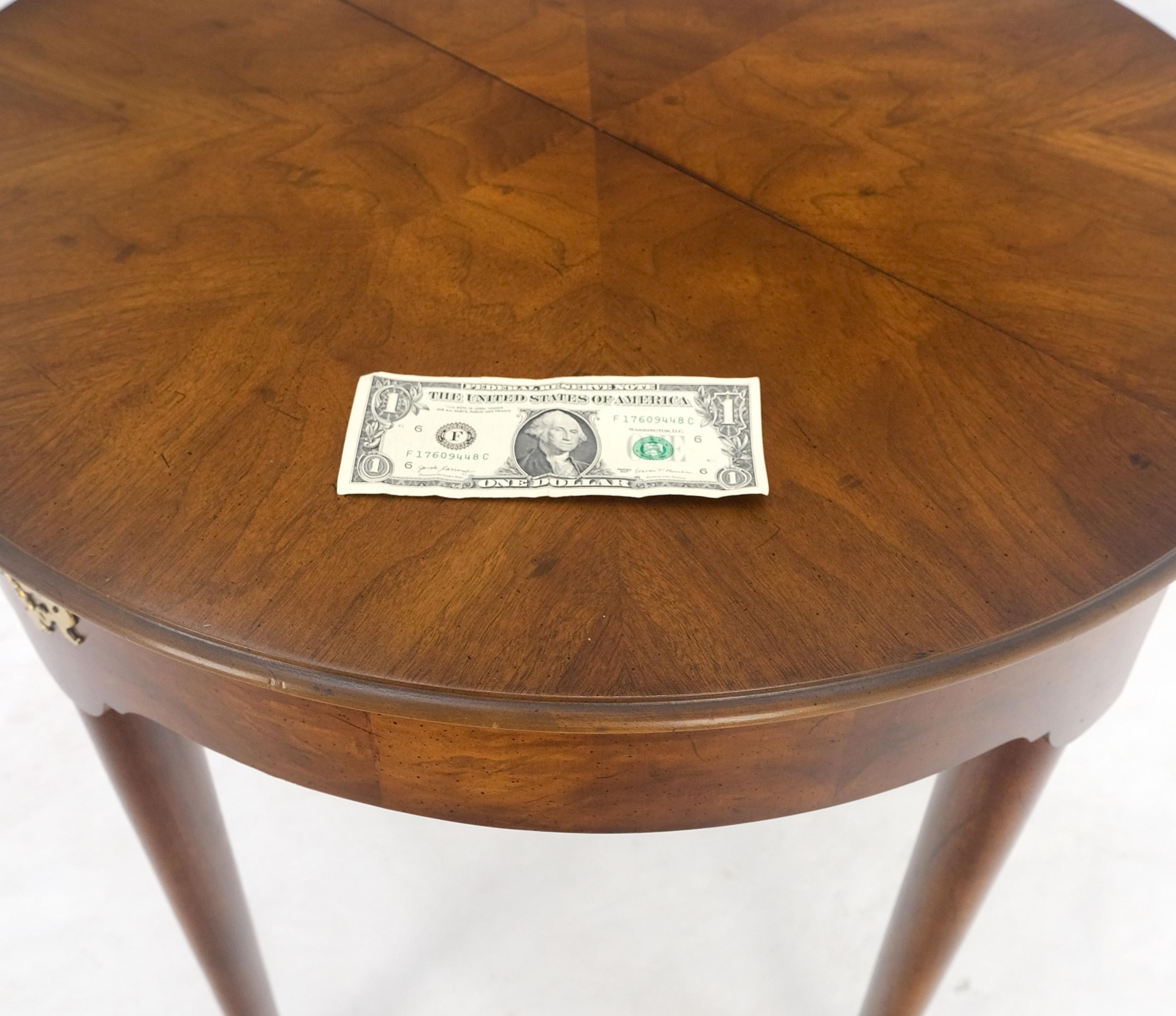 Henredon Demilune Flip Top Burl Walnut Top Console Sofa Occasional Table MINT For Sale 2
