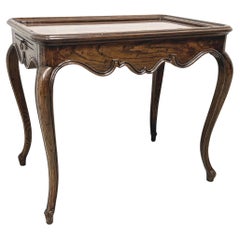 HENREDON Distressed Burl Oak French Country Style Tea Table