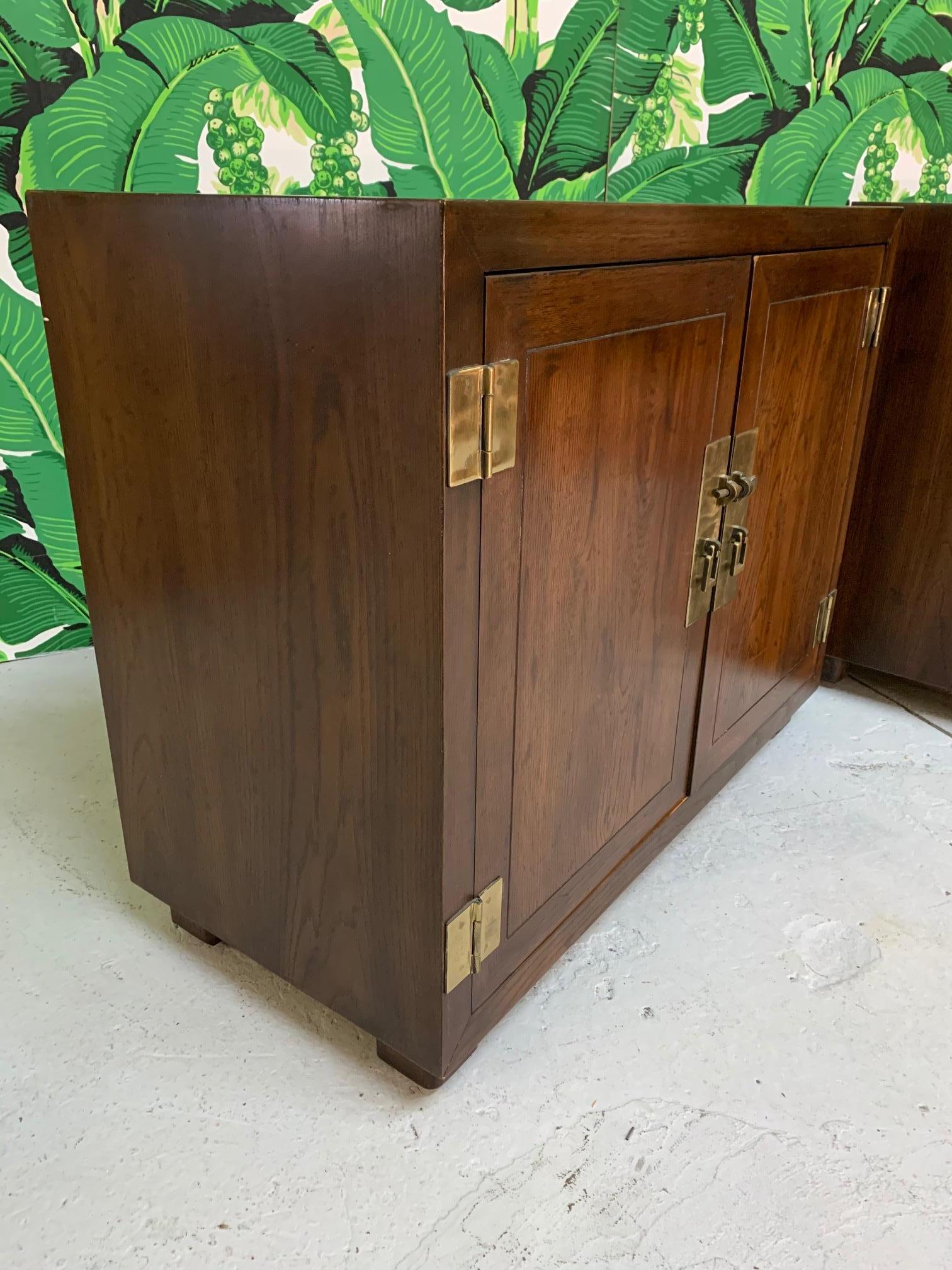 American Henredon Double Door Cabinets or End Tables, Set of Two