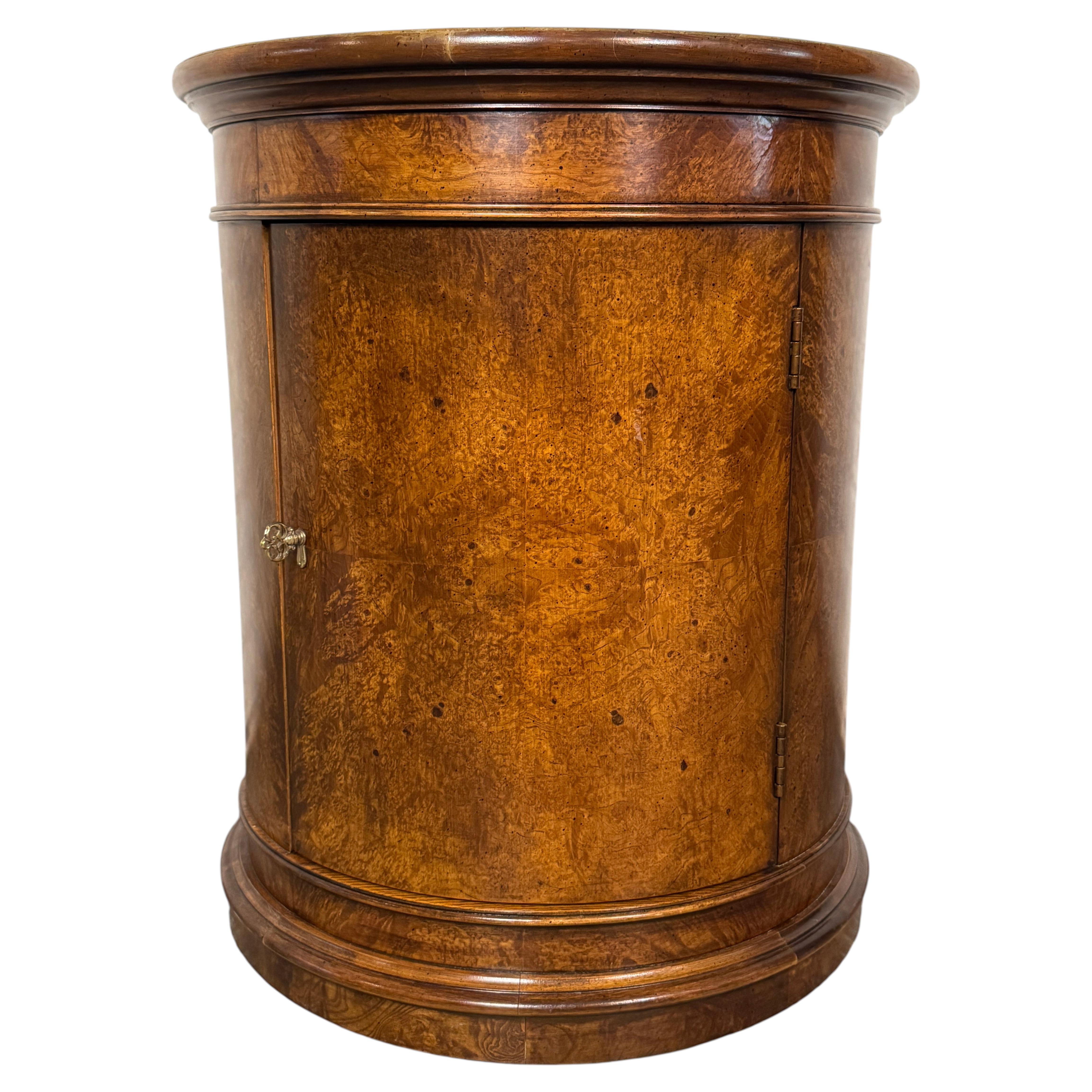 Pre-owned Henredon Drum Side Table In Burl In Brown