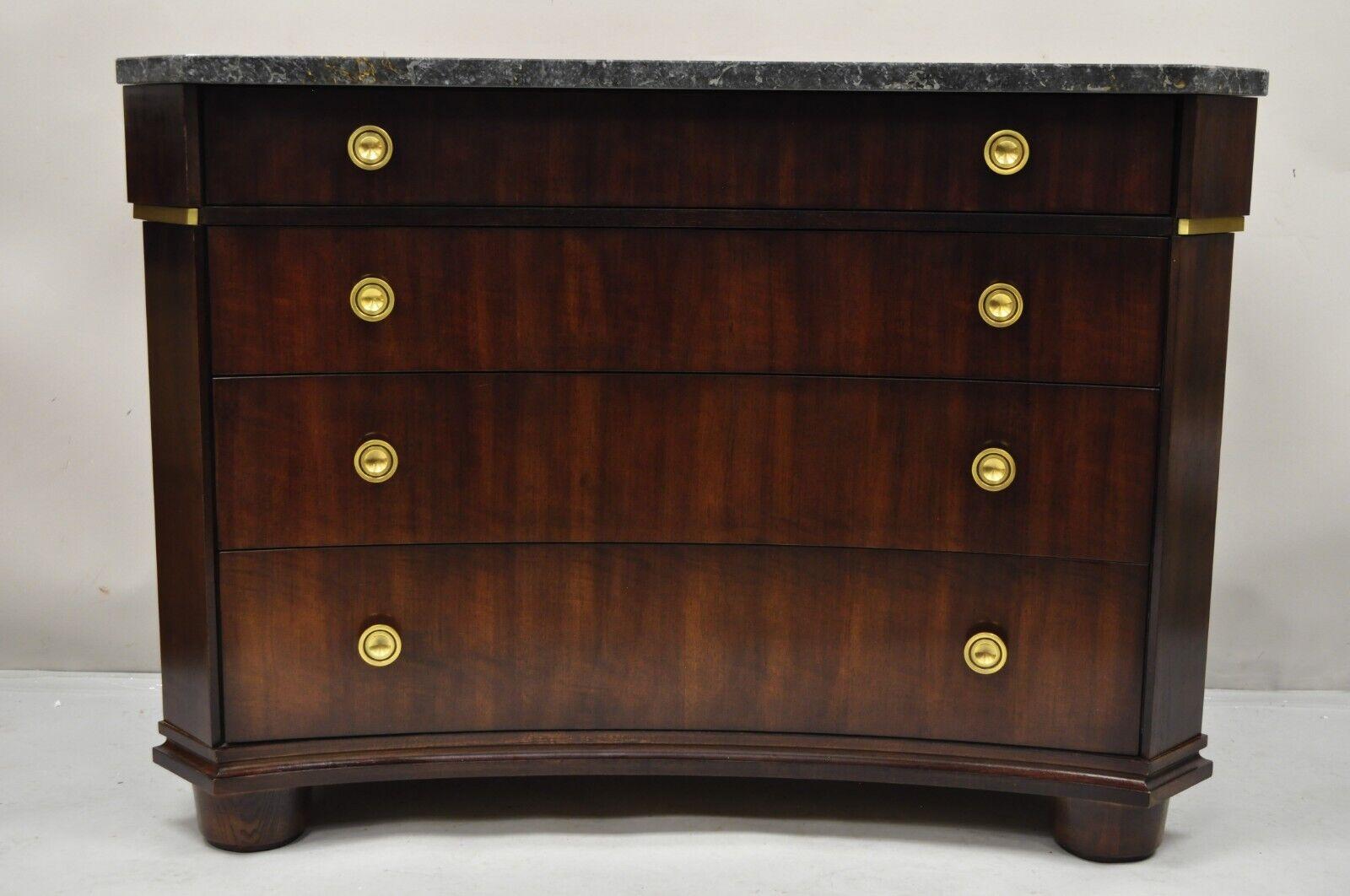Henredon Empire Neoclassical Marble Top Mahogany 4 Drawer Dresser Chest Commode For Sale 8
