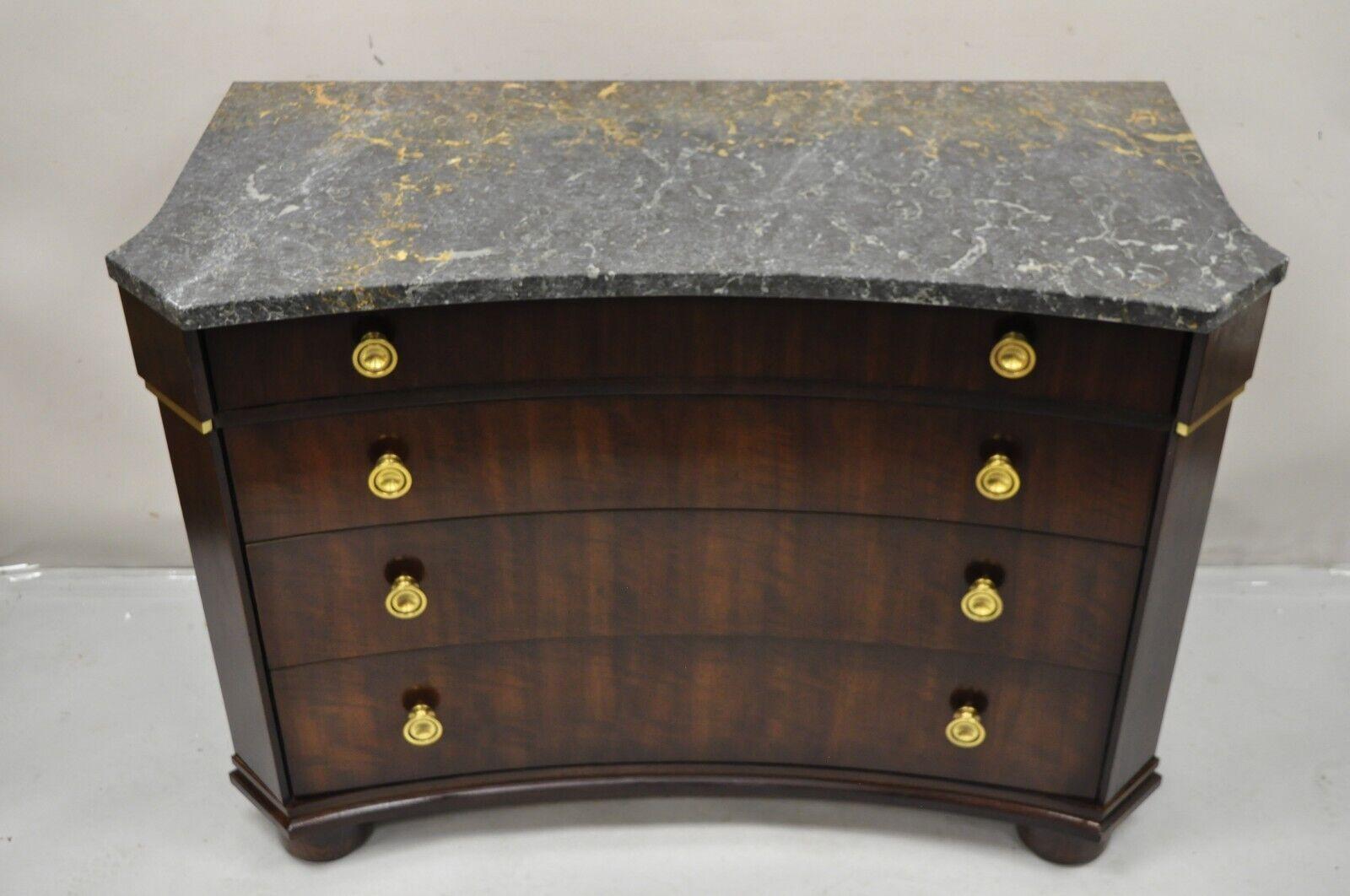 Henredon Empire Neoclassical Marble Top Mahogany 4 Drawer Dresser Chest Commode For Sale 5