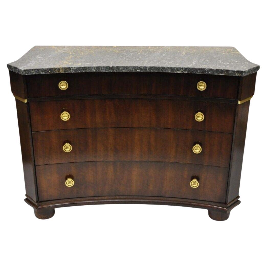 Henredon Empire Neoclassical Marble Top Mahogany 4 Drawer Dresser Chest Commode For Sale