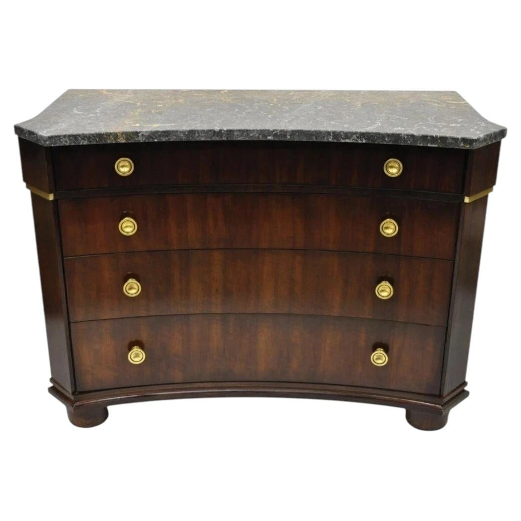 Commode 4 tiroirs en acajou avec dessus en marbre de style Empire Henredon en vente