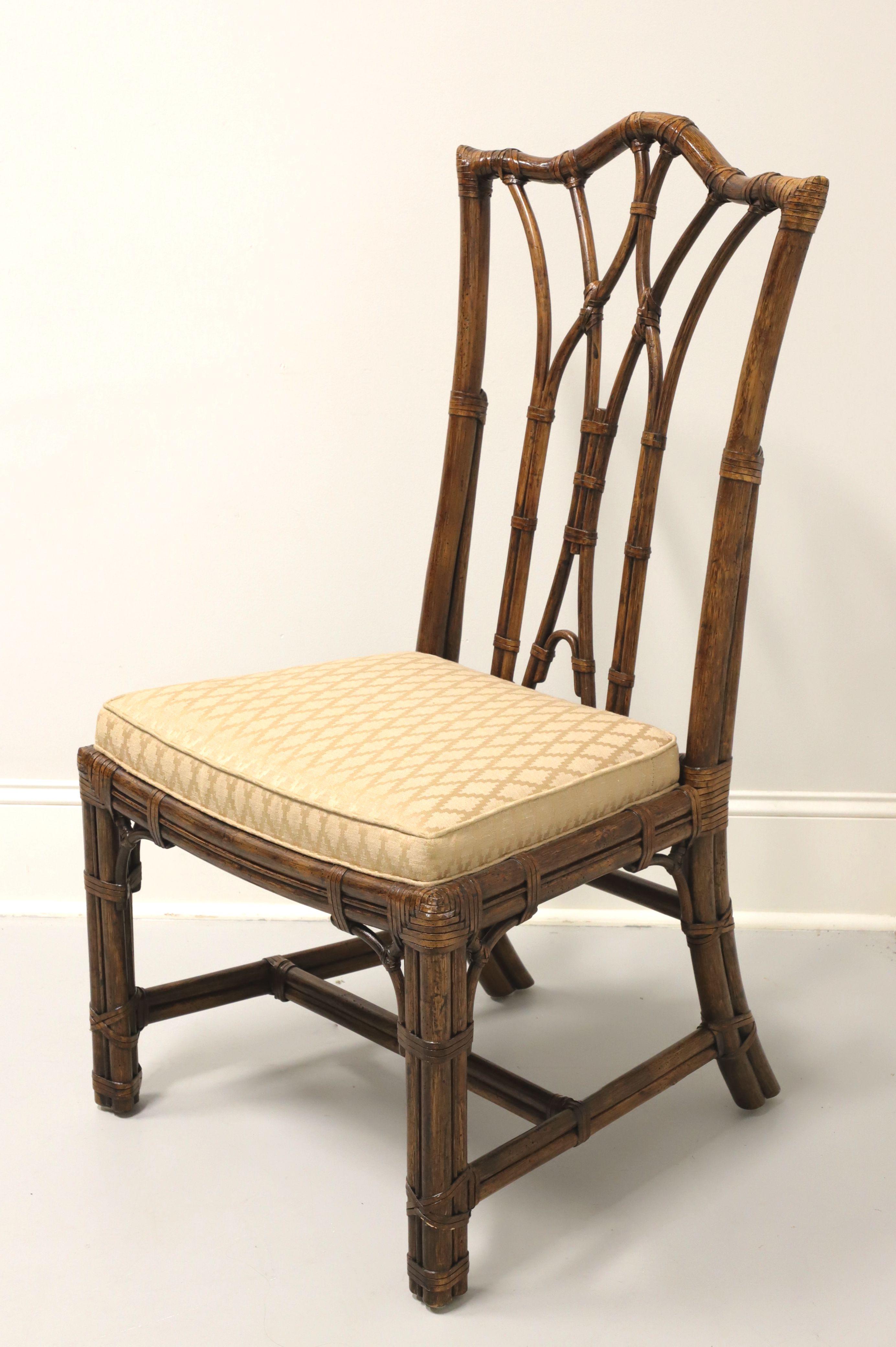 American HENREDON Faux Bamboo Chinese Chippendale High Back Armless Chair For Sale
