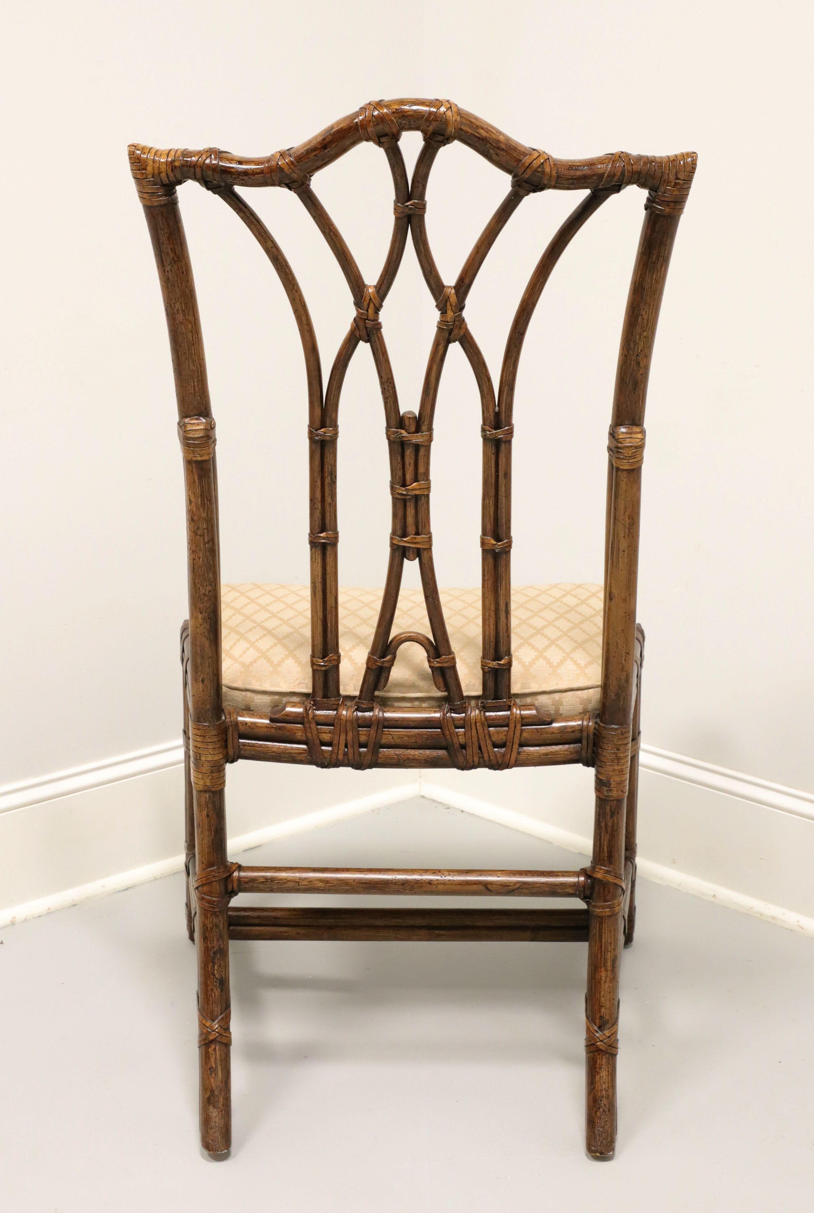 HENREDON Faux Bamboo Chinese Chippendale High Back Armless Chair In Good Condition For Sale In Charlotte, NC