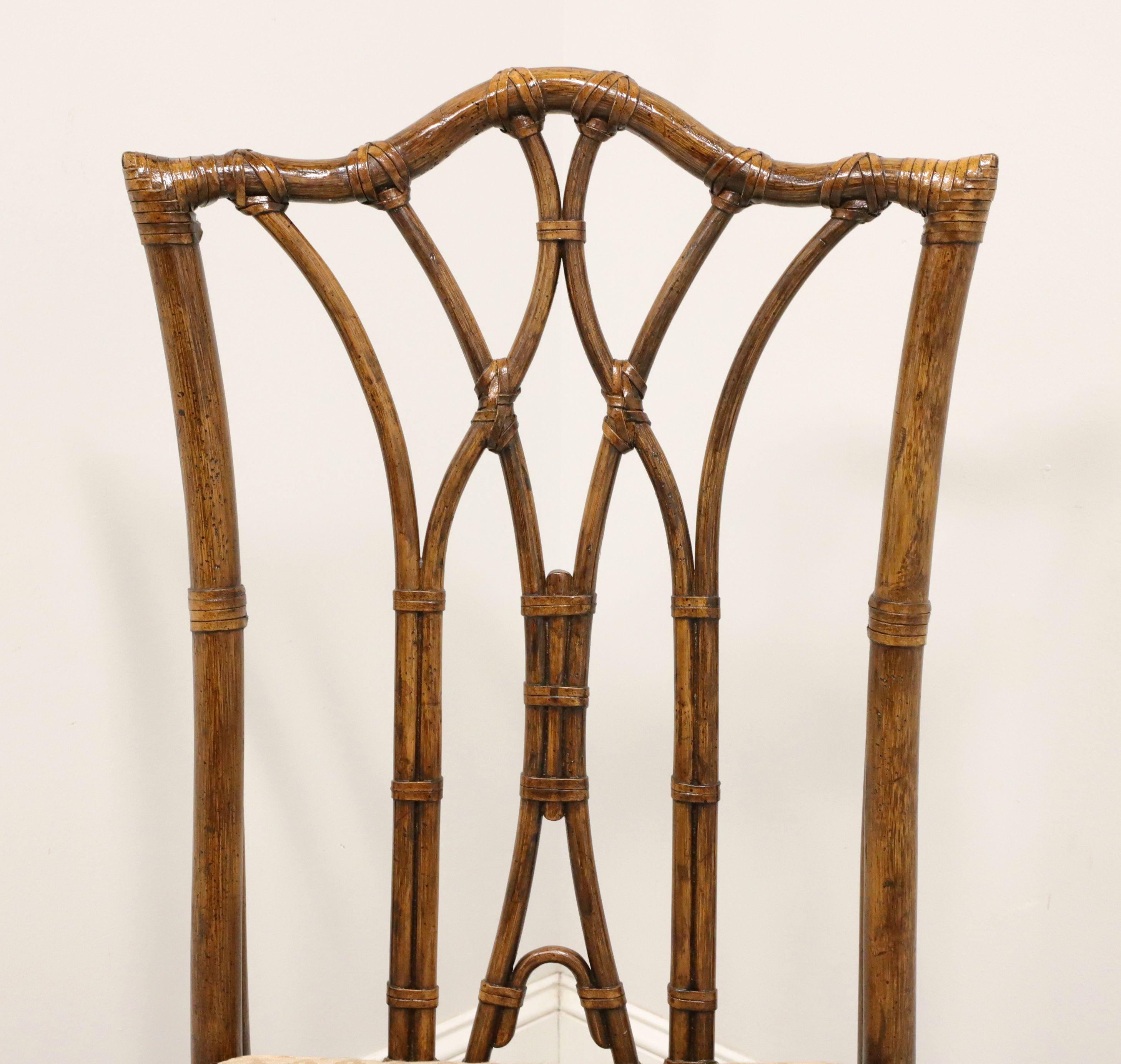 20th Century HENREDON Faux Bamboo Chinese Chippendale High Back Armless Chair For Sale