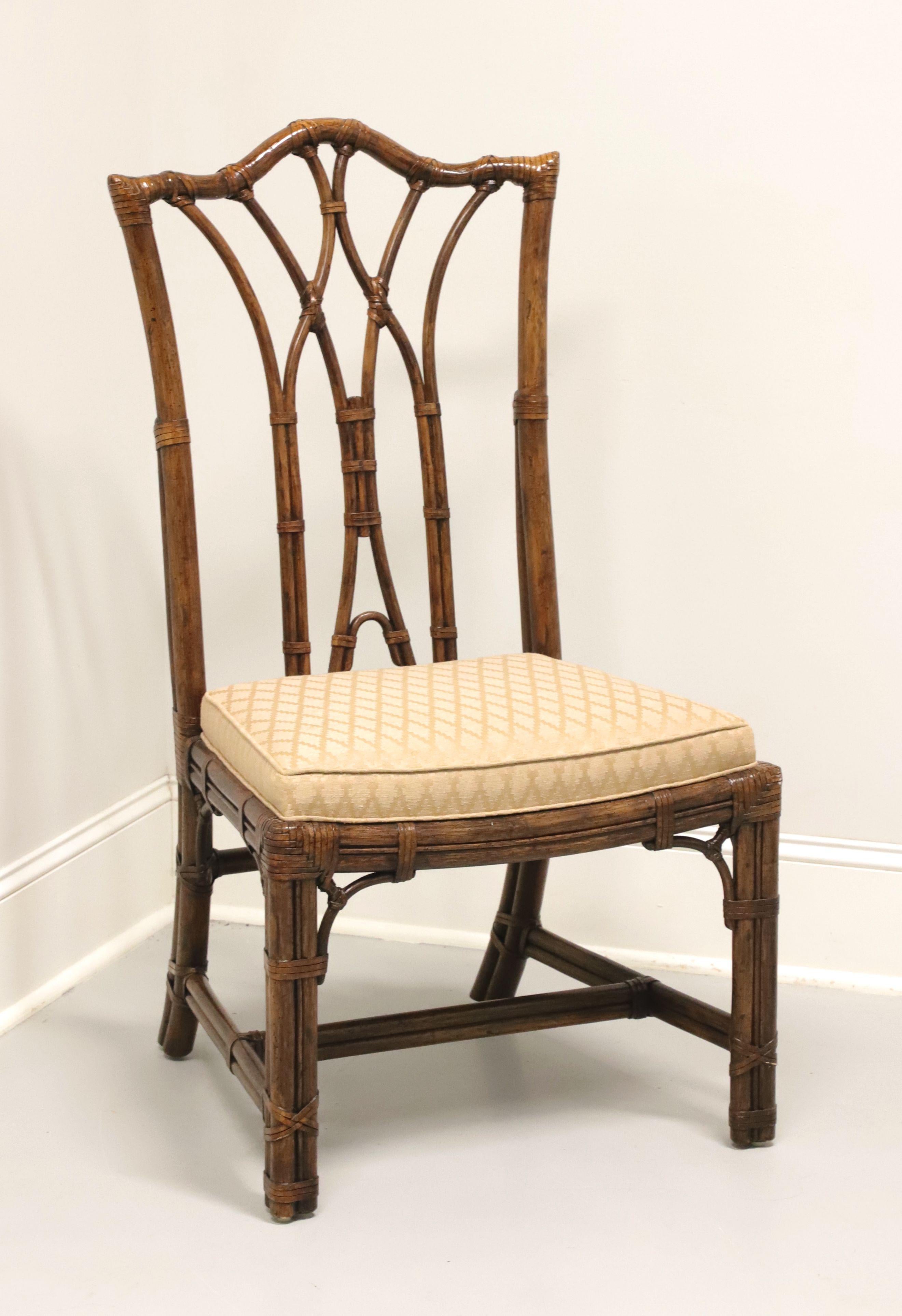 HENREDON Faux Bamboo Chinese Chippendale High Back Armless Chair For Sale 3