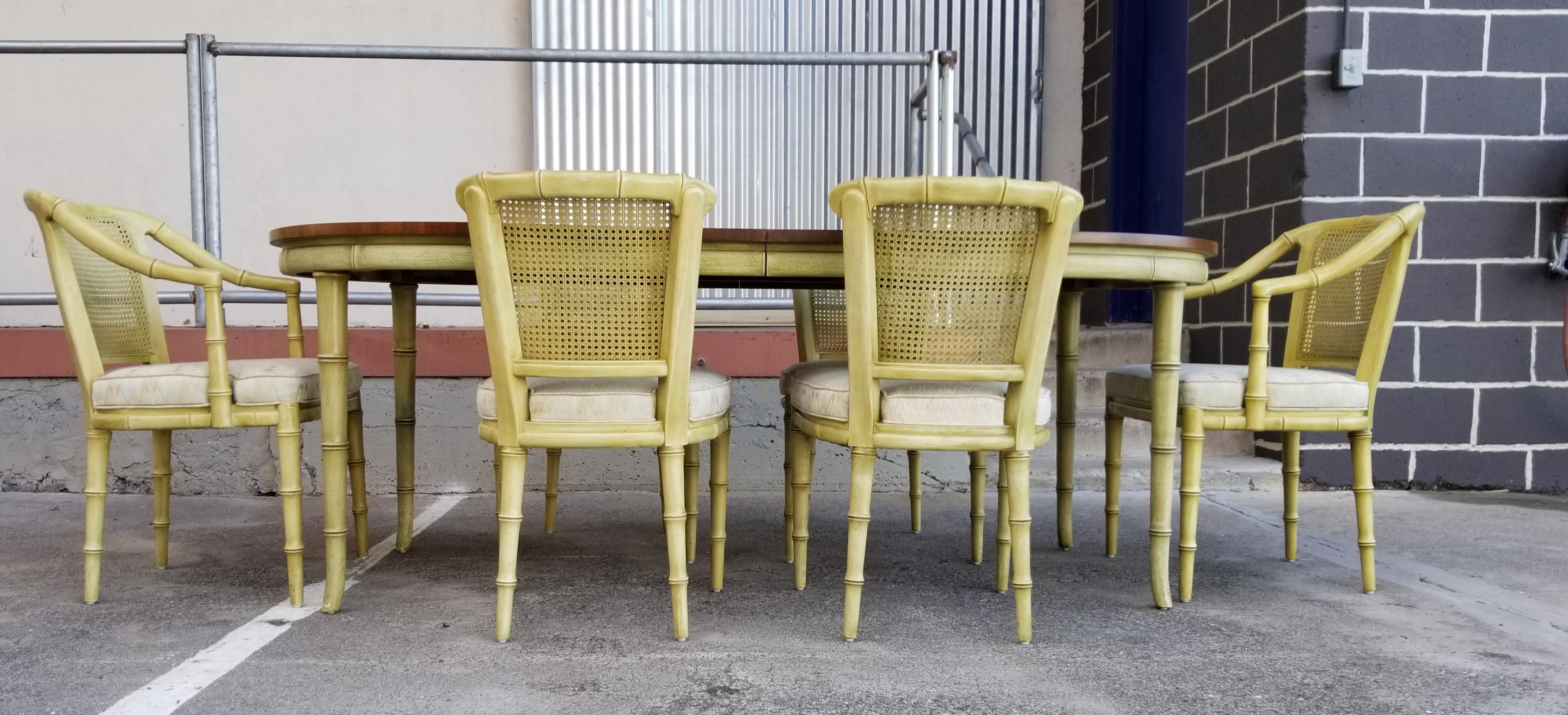 Hollywood Regency Henredon Faux Bamboo Dining Set, 7-Piece Set