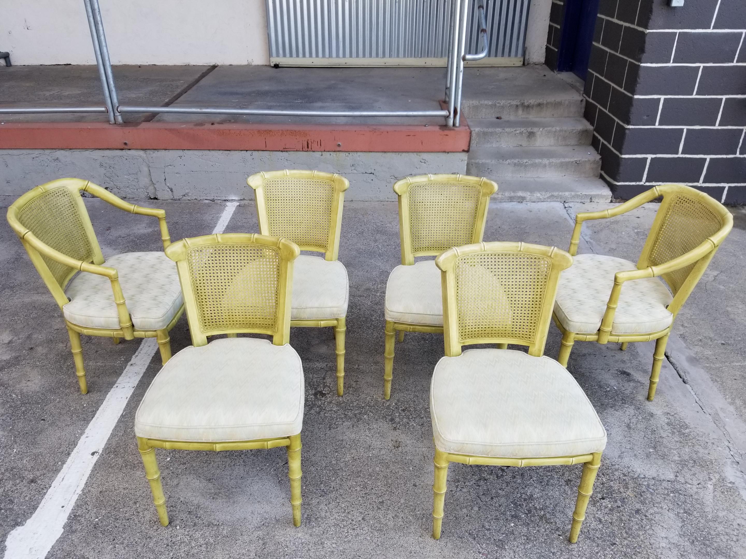 Henredon Faux Bamboo Dining Set, 7-Piece Set In Good Condition In Fulton, CA