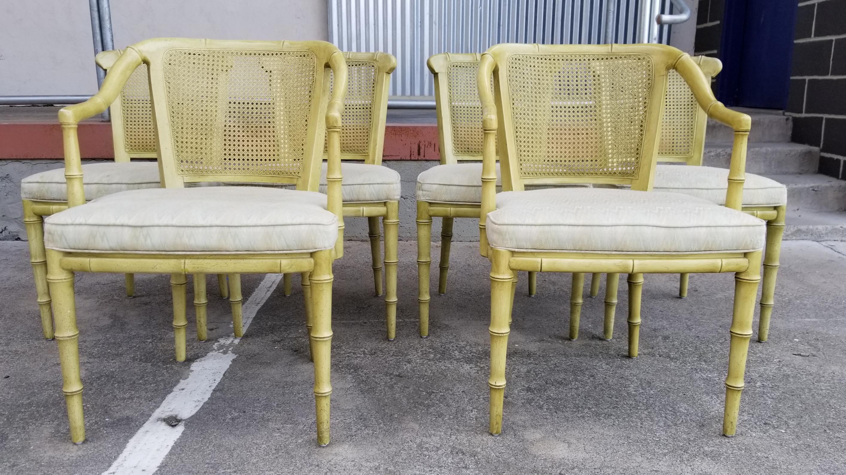 Henredon Faux Bamboo Organic Modern Dining Chairs Set 6 8