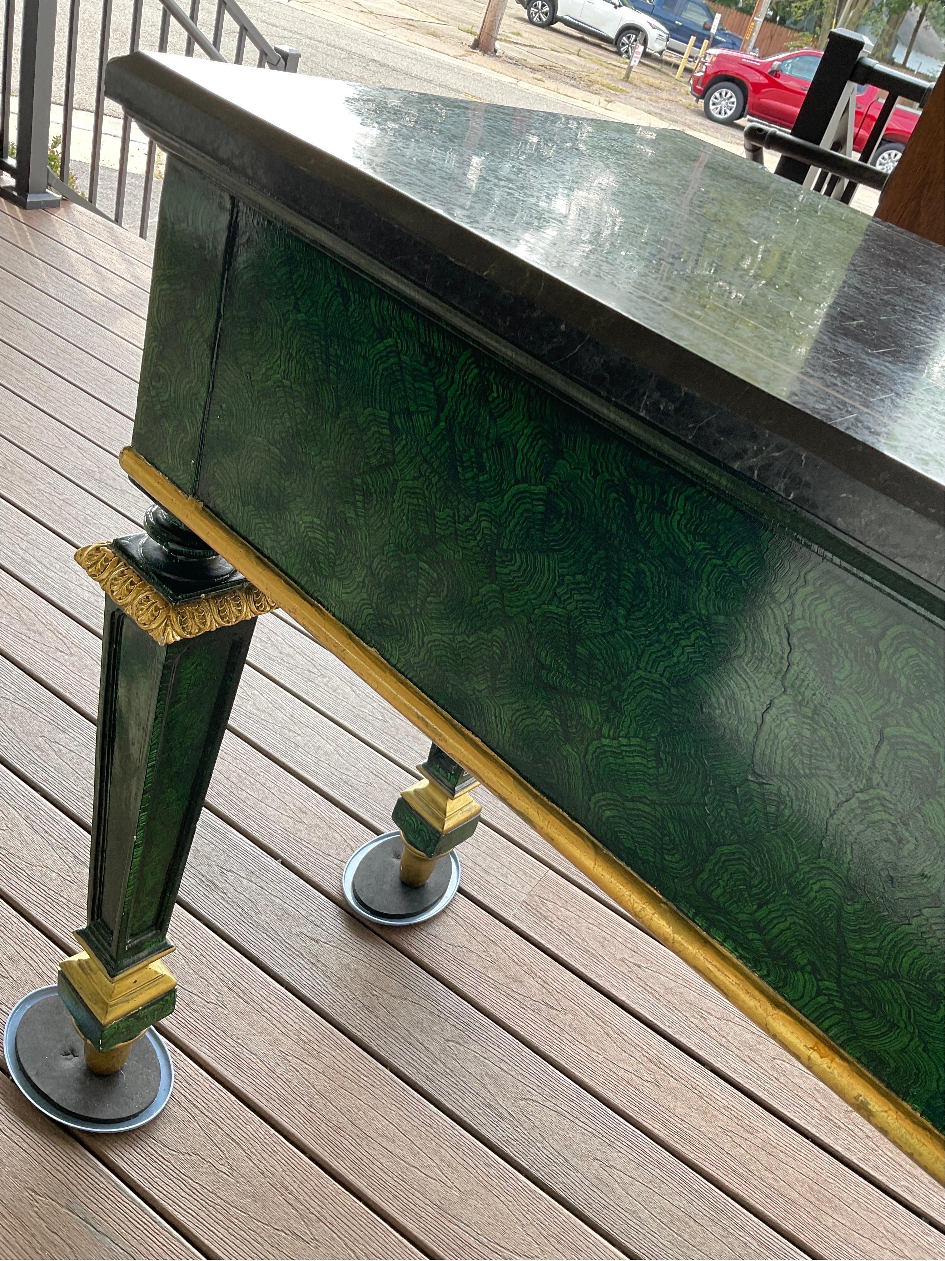 Philippine Henredon Faux Malachite Console Table