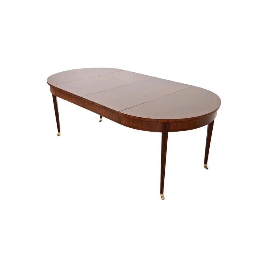 Henredon Federal Banded Mahogany Extension Dining Table, Newly Refinished