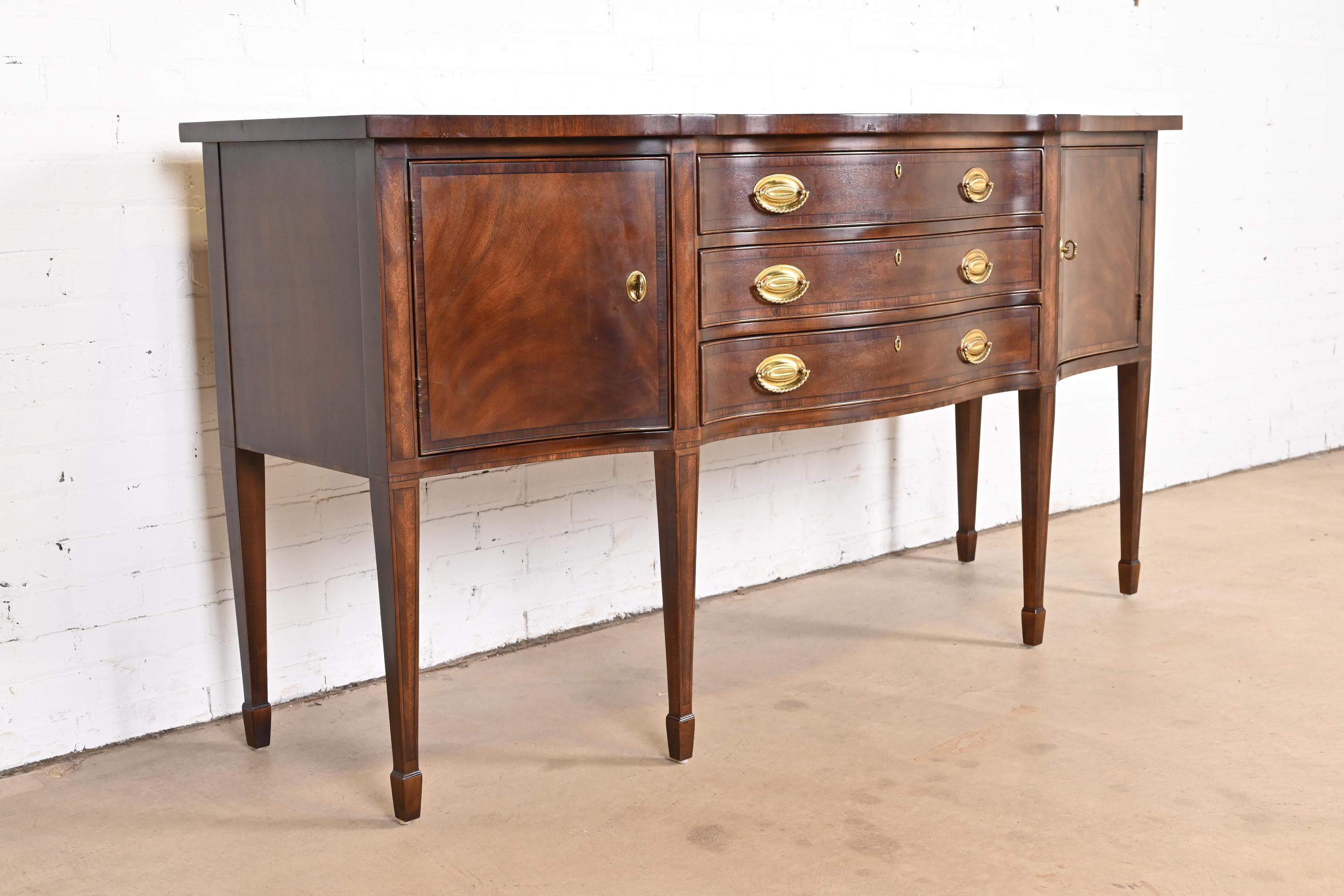 Late 20th Century Henredon Federal Mahogany Bow Front Sideboard Credenza