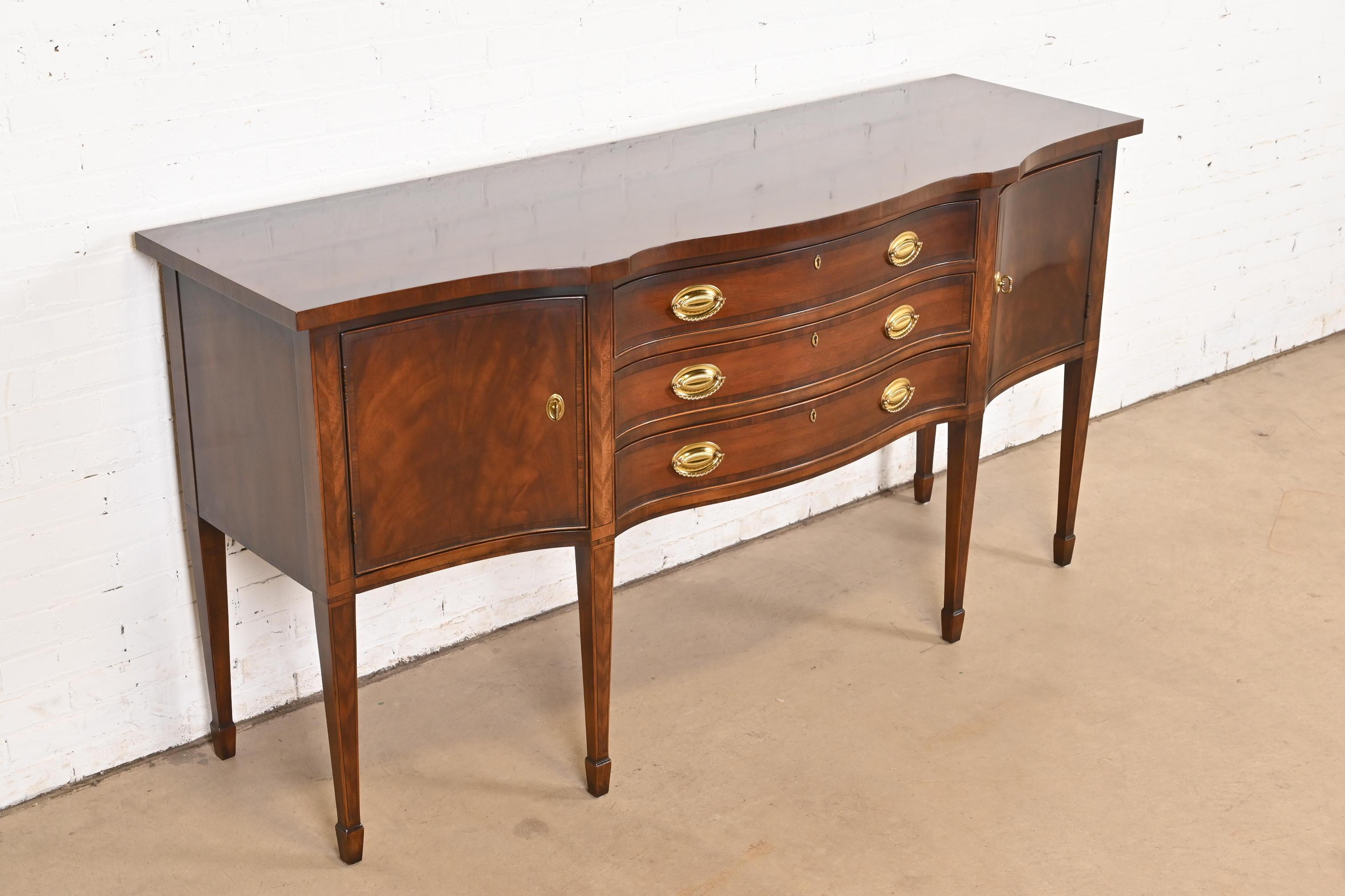 Late 20th Century Henredon Federal Mahogany Bow Front Sideboard Credenza