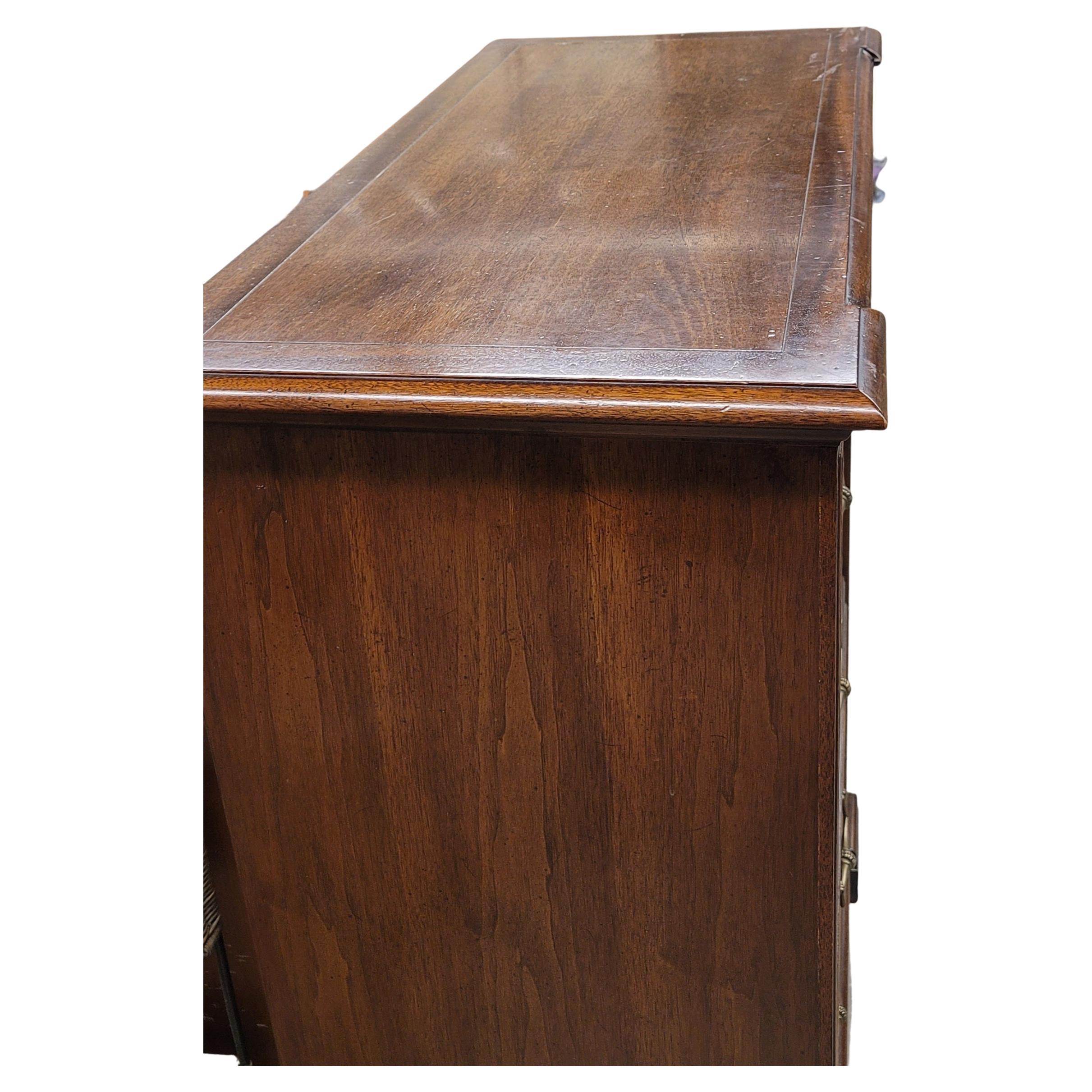 Woodwork Henredon Fine Furniture 5 Drawers Walnut and Mission Oak Chest of Drawers For Sale