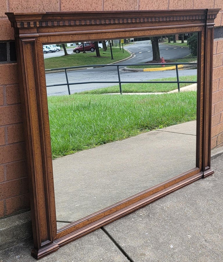 Henredon Fine Furniture Walnut and Mission Oak Carved Frame Mantel / Wall Mirror For Sale at 1stDibs