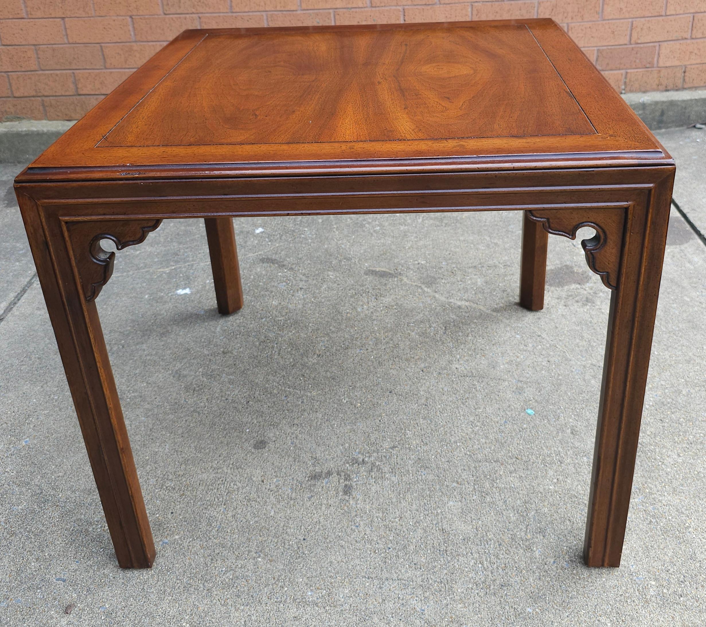 American Henredon Fine Furniture Walnut Bookmatched  Side Table For Sale